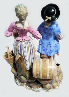 Meissen Figurine Cherubini Viticoltori Modello C 60 di Acier Made circa 1870