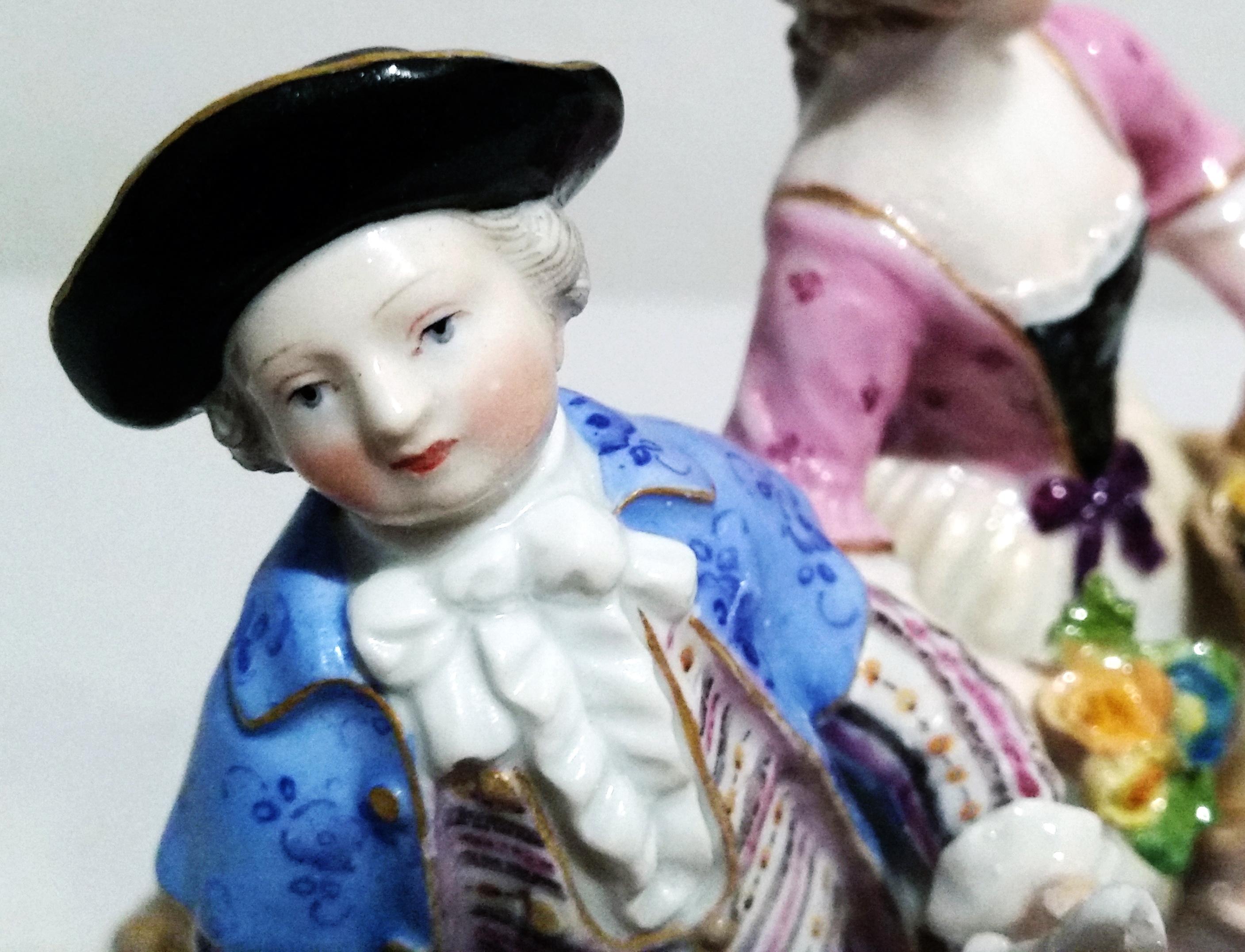 Figurillas Meissen Querubines Viticultores Modelo C 60 de Acier Fabricadas hacia 1870 Alemán en venta