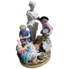 Figurines de chérubins et chérubins pivotants de Meissen Modèle G 32 d'Acier, fabriquées vers 1920