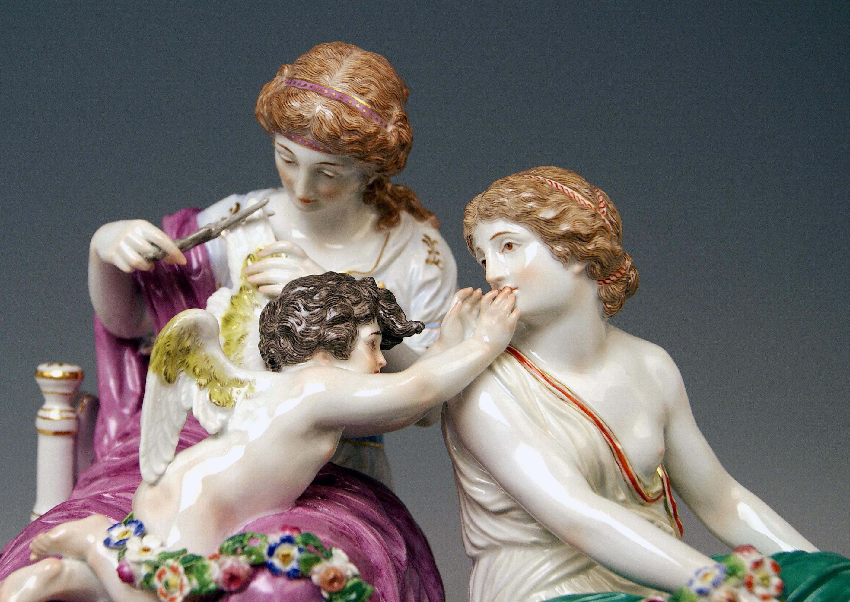 Porcelain Meissen Figurines Cupid Being in Dire Straits J 82 by Juechtzer Made, circa 1860