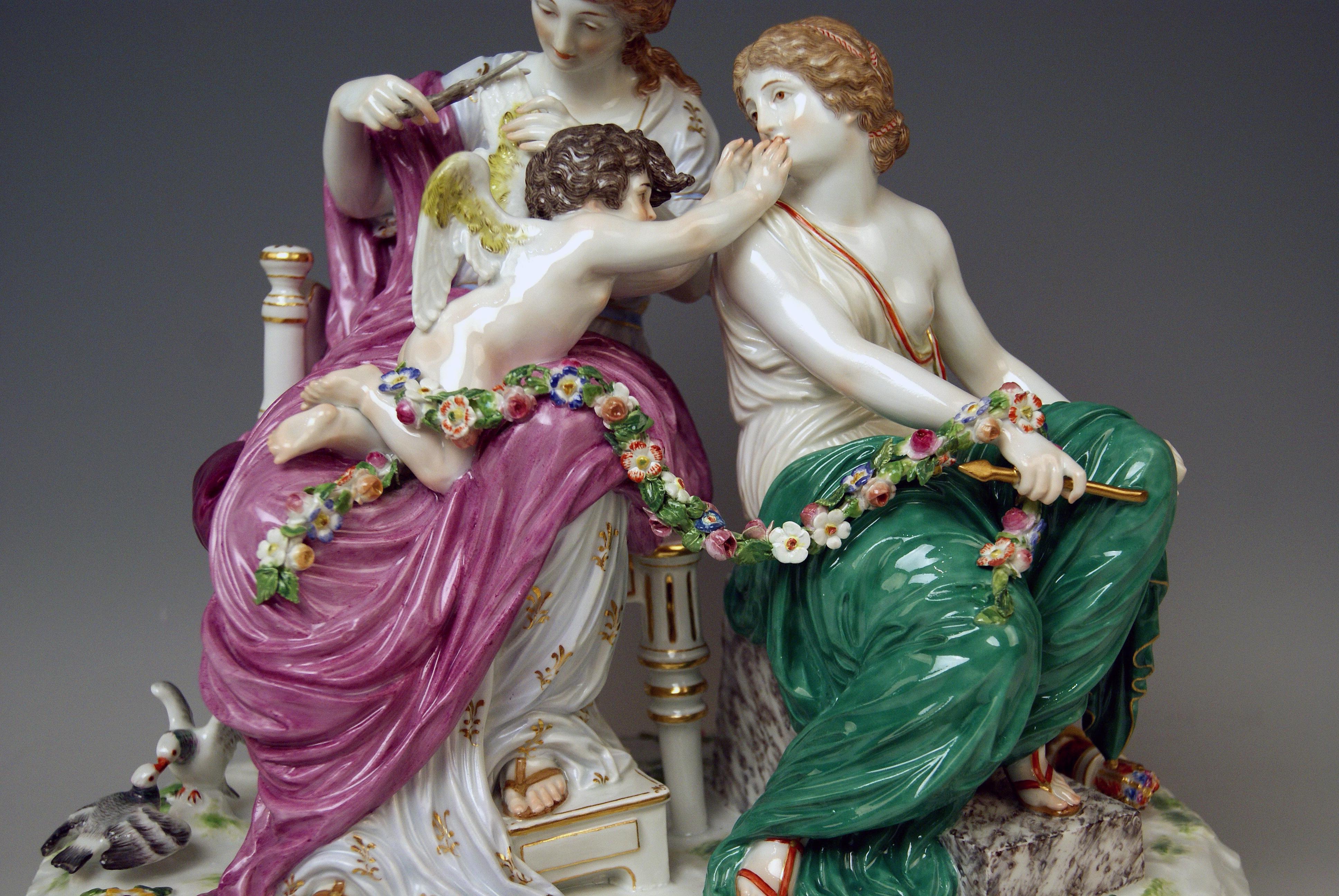 German Meissen Figurines Cupid Being in Dire Straits J 82 by Juechtzer Made, circa 1860