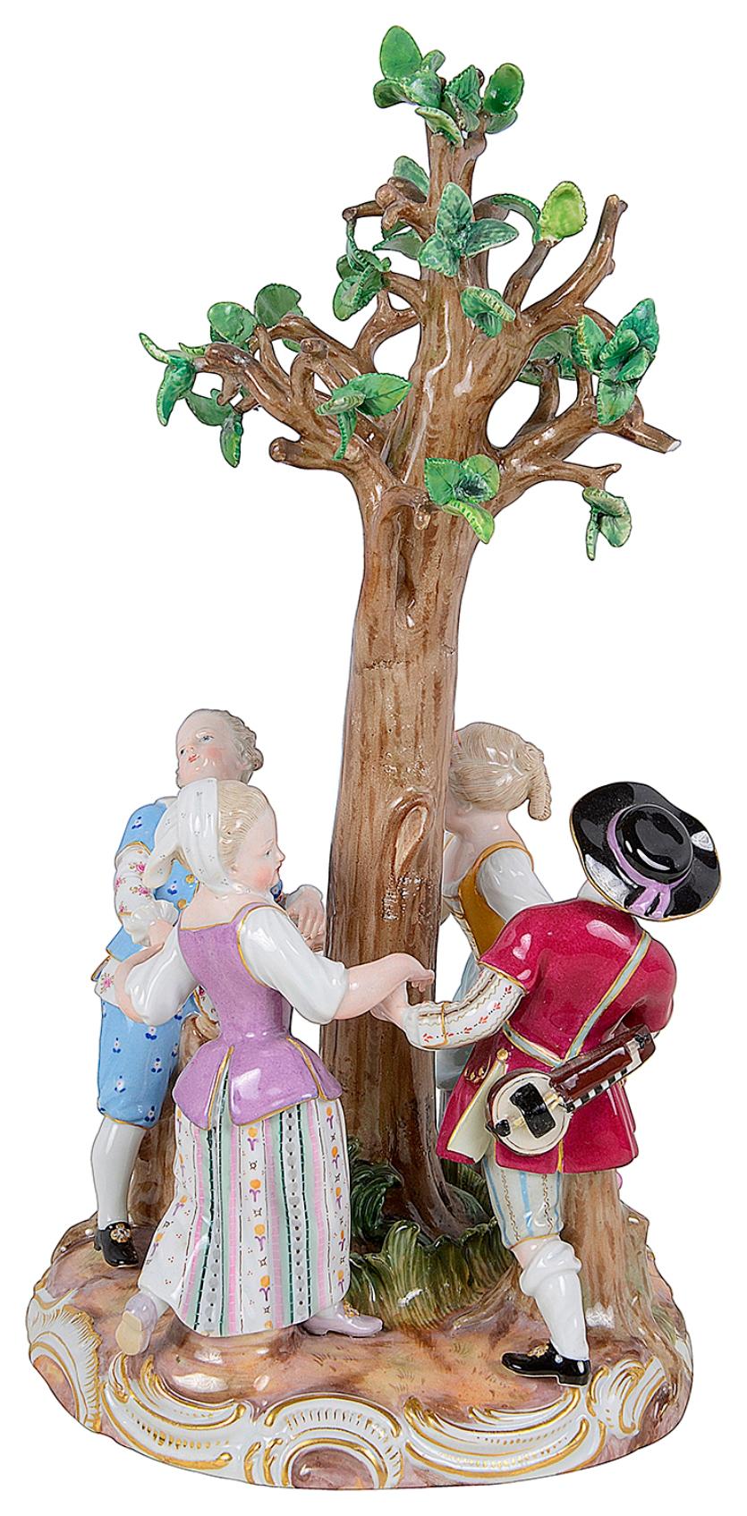 Romantic Meissen Figurines Gardners Children Dancing Round a Tree, 19th Century For Sale
