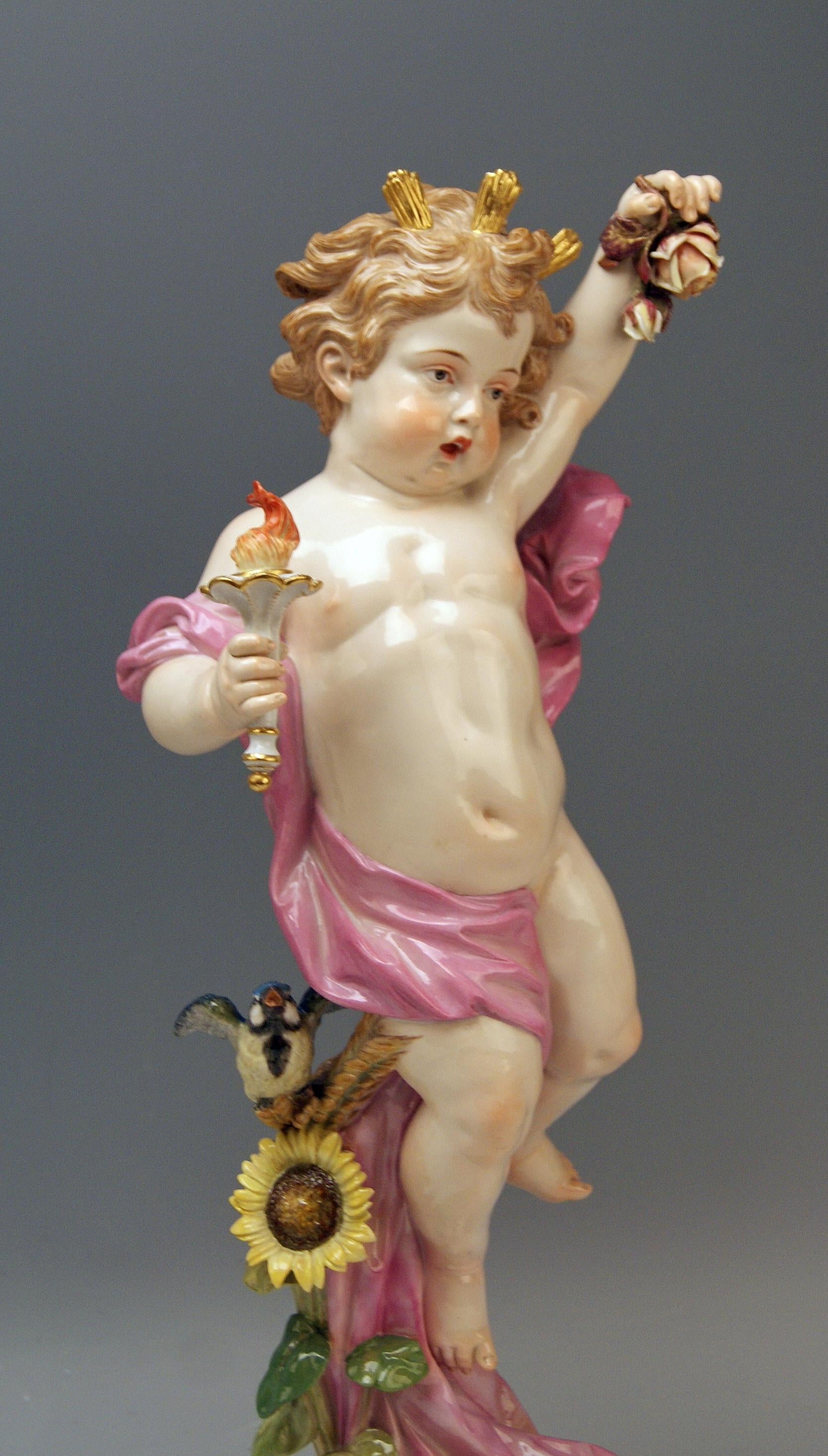 Painted Meissen Figurines Large Pair Day & Night L 134 & L 135 by Schwabe circa 1877