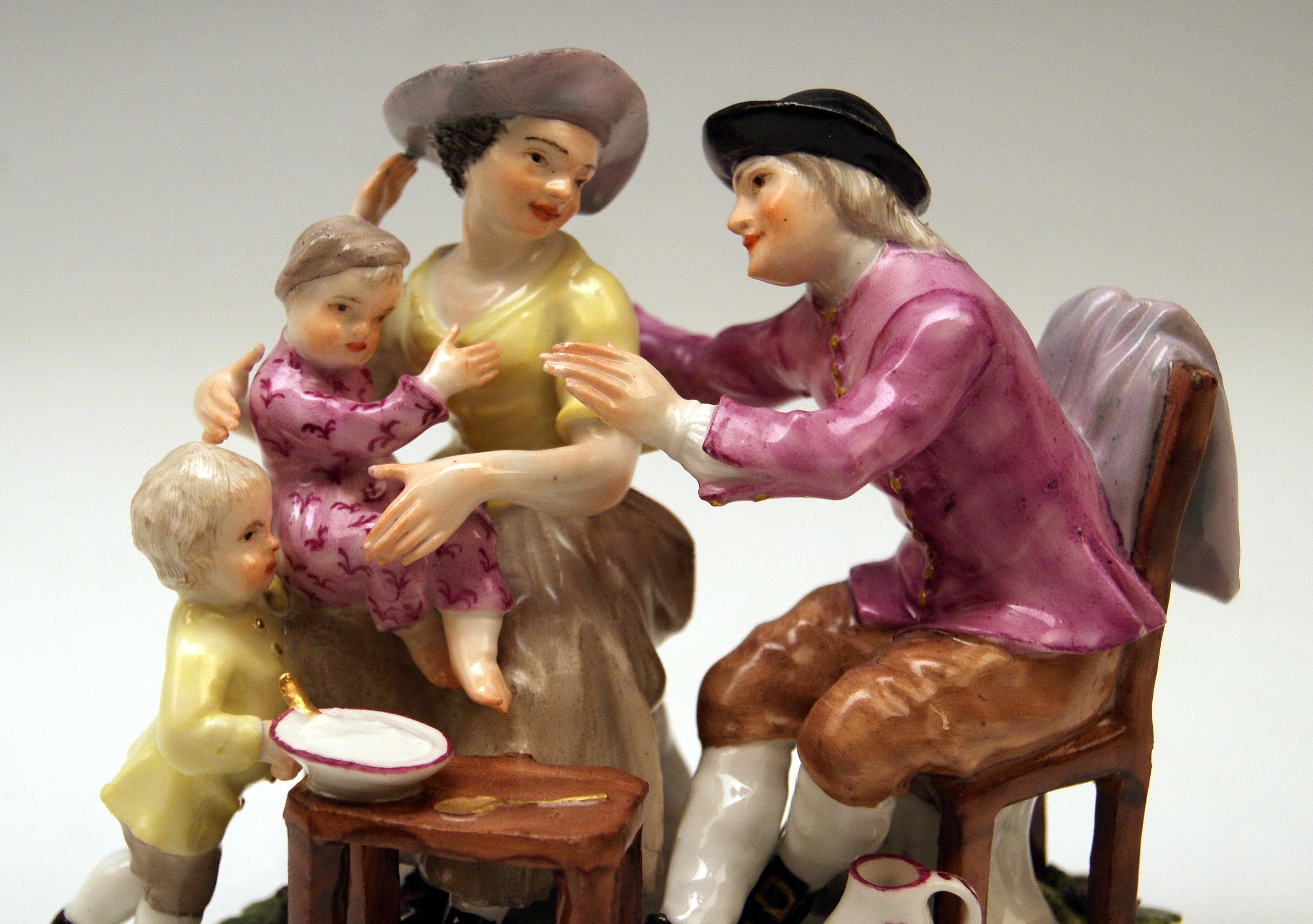 German Meissen Figurines The Farmer Family Model 2235 by Kaendler c. 1755-1760