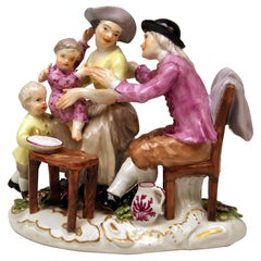 Antique Meissen Figurines The Farmer Family Model 2235 by Kaendler c. 1755-1760