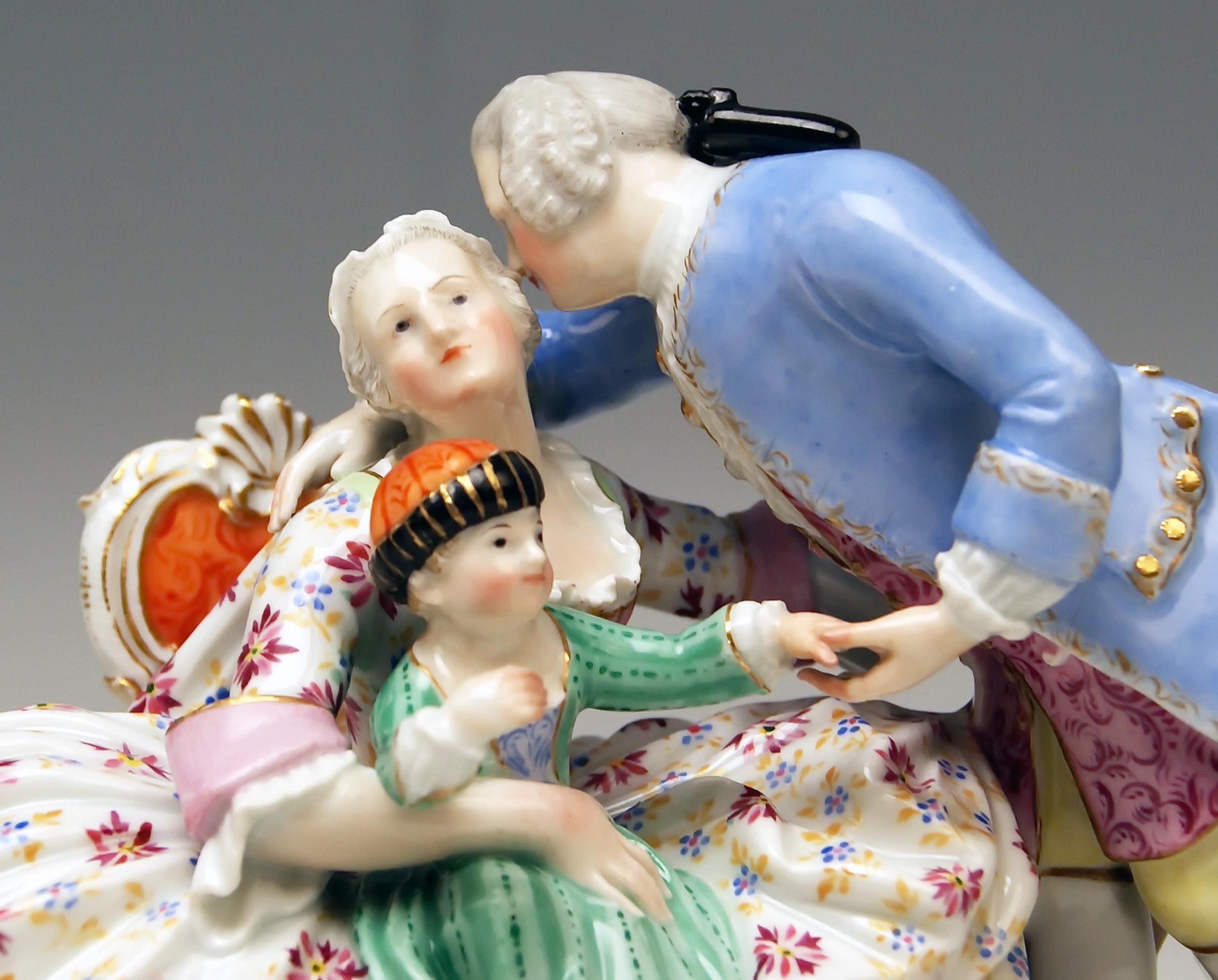 German Meissen Figurines the Lucky Family Model 604 by Kaendler Made circa 1850