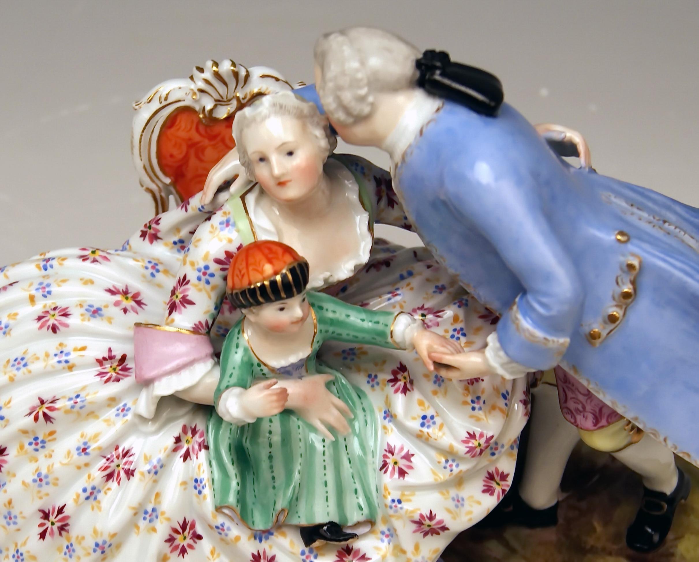 Painted Meissen Figurines the Lucky Family Model 604 by Kaendler Made circa 1850