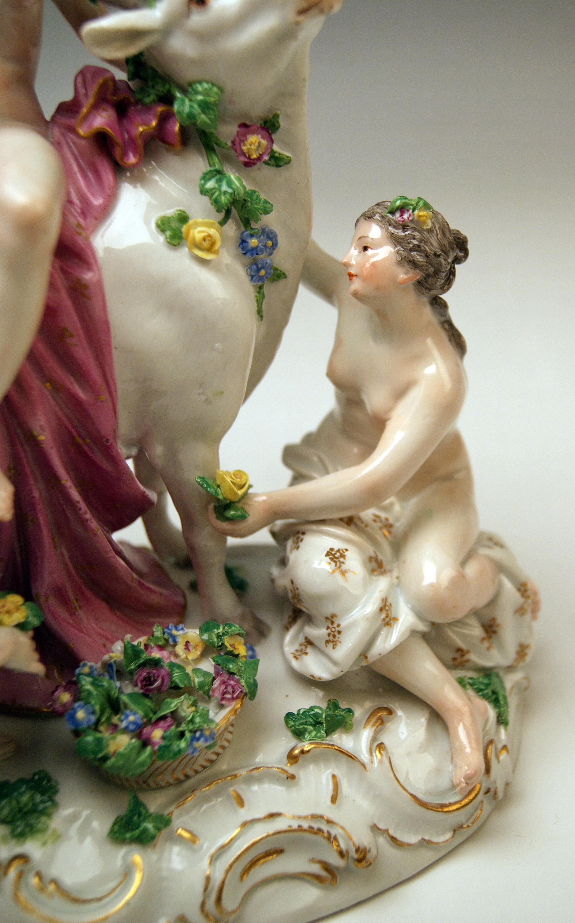 Mid-18th Century Meissen Figurines The Rape of Europe Model 2697 by Eberlein Made c. 1750 Rococo