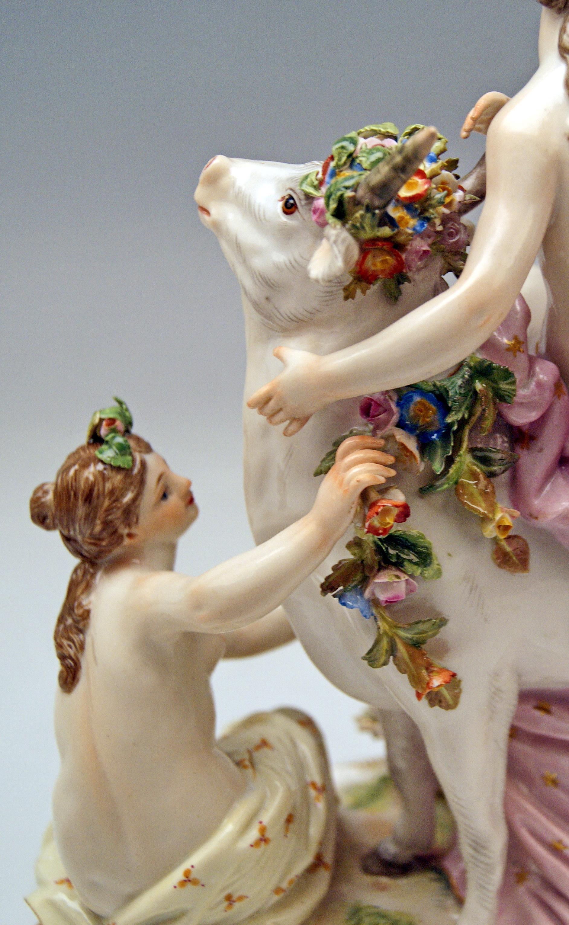 Porcelain Meissen Figurines The Rape of Europe Model 2697 by Eberlein Made circa 1860