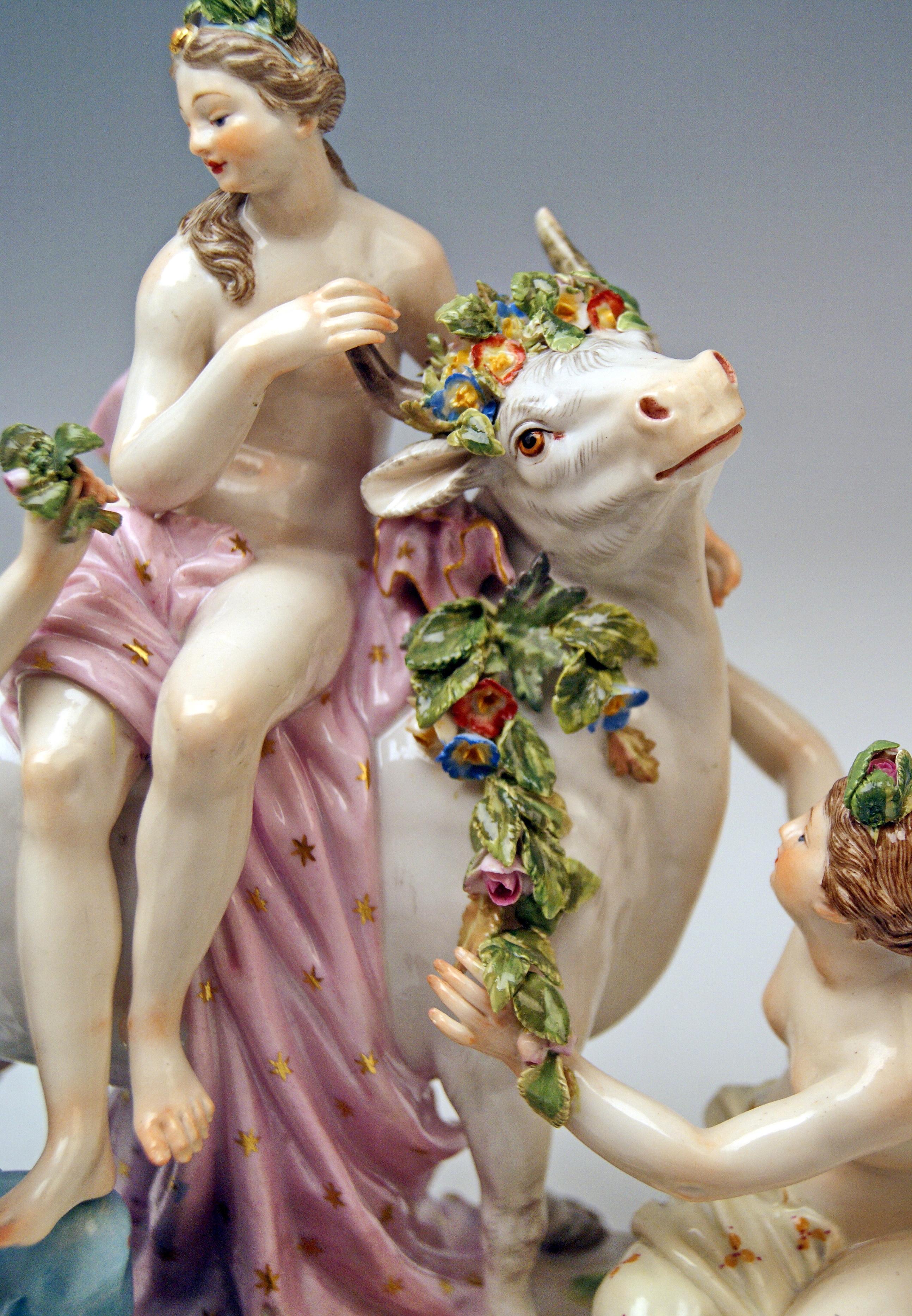 German Meissen Figurines The Rape of Europe Model 2697 by Eberlein Made circa 1860
