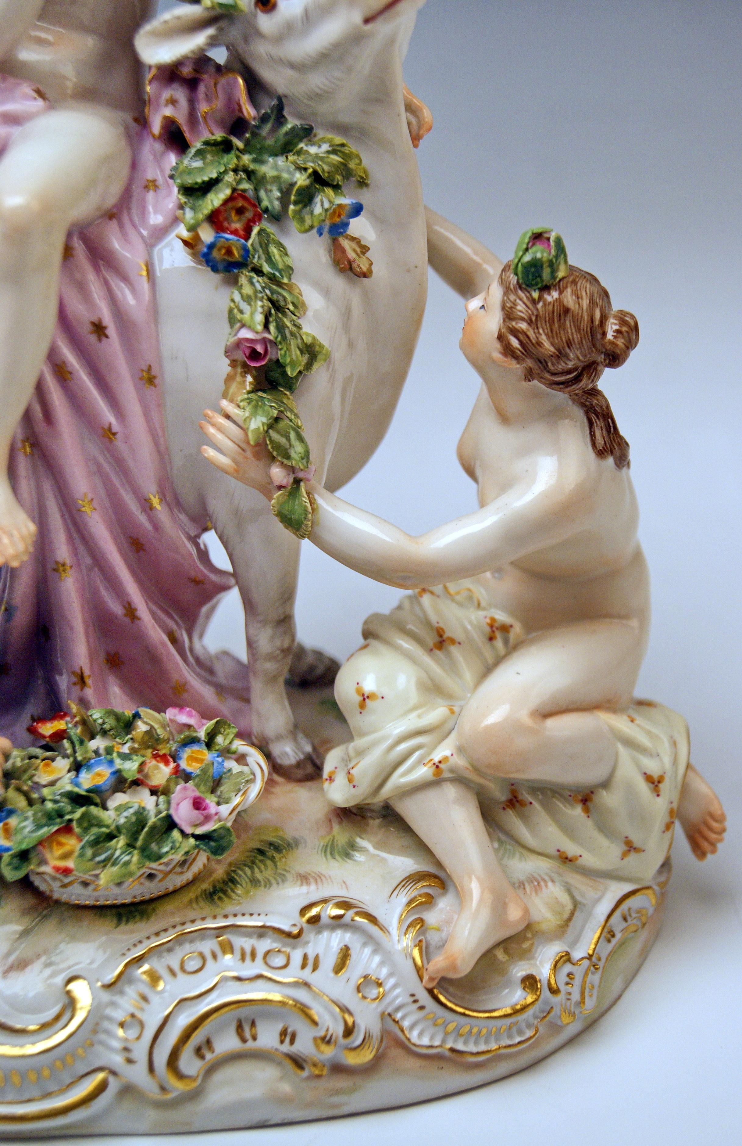 Hand-Painted Meissen Figurines The Rape of Europe Model 2697 by Eberlein Made circa 1860