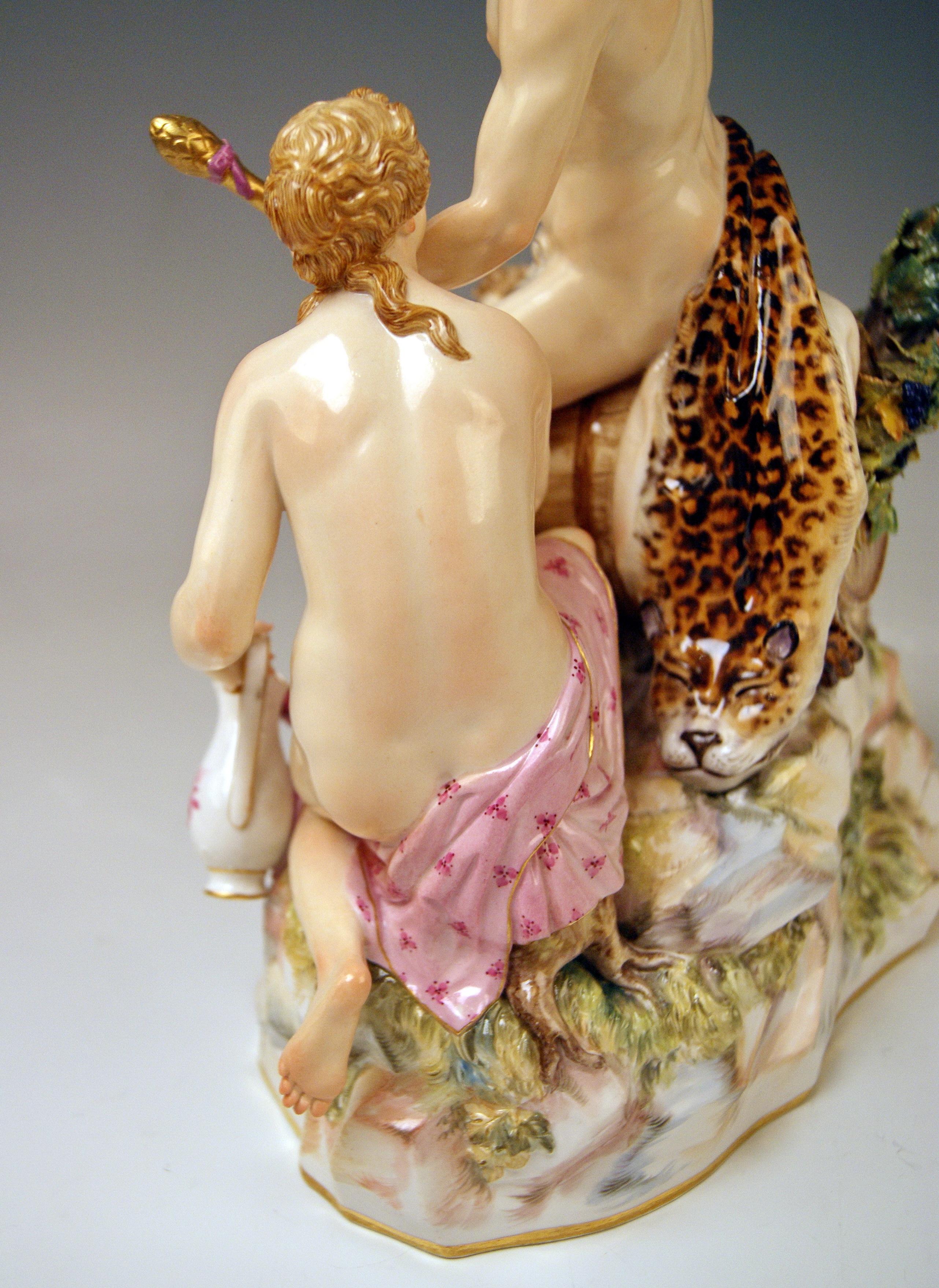 Meissen Figurines with Bacchus Cupid Satyr Nymph by E. A. Leuteritz For Sale 1