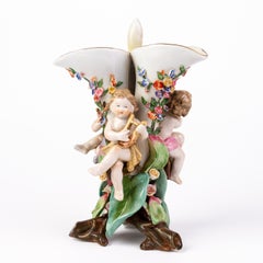 Meissen Fine Porcelain Putti Musicians Spill Vase