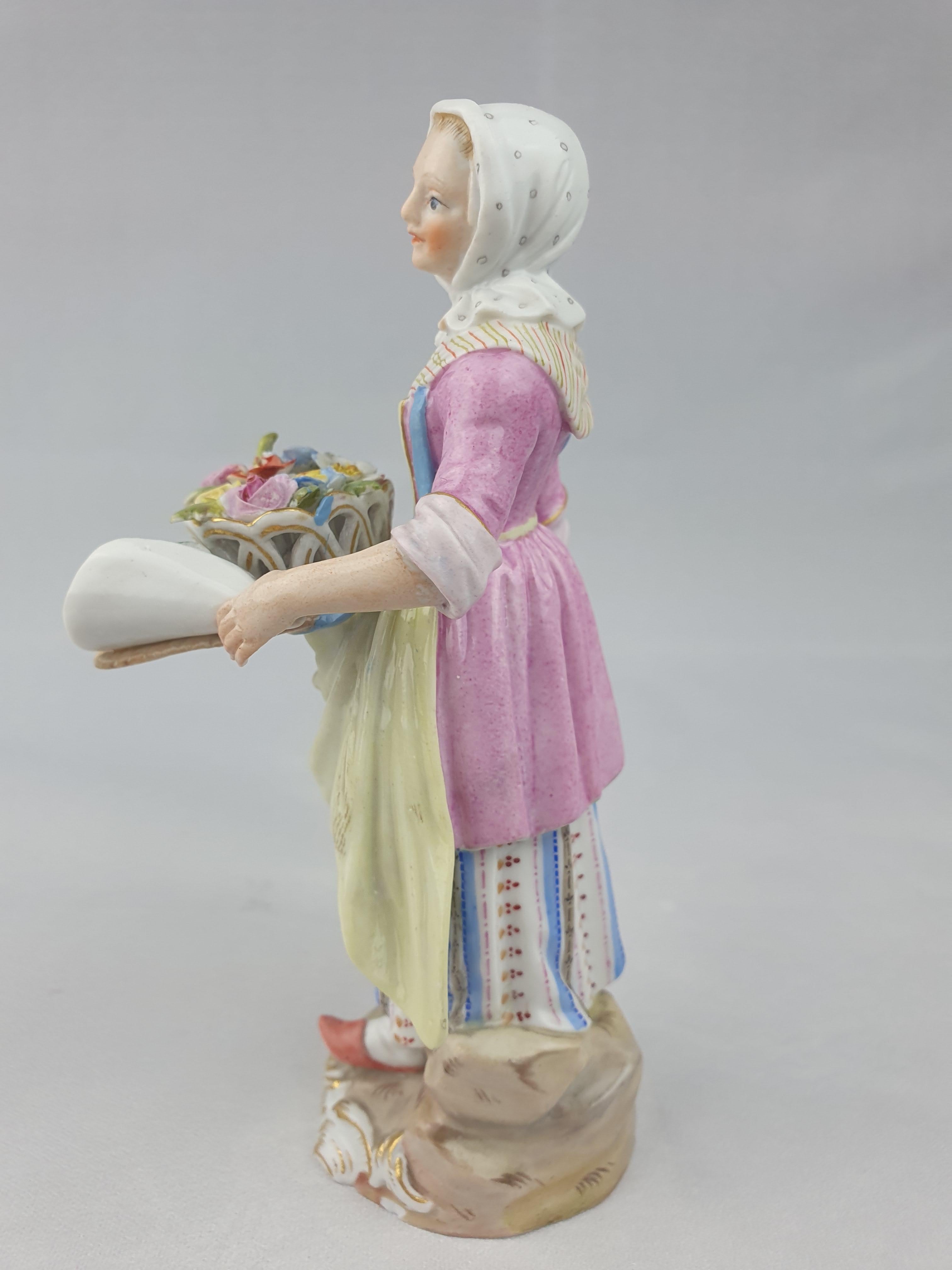 Meissener Blumenverkäufer-Figur Cris of Paris (Serieris) im Zustand „Gut“ im Angebot in Altrincham, GB