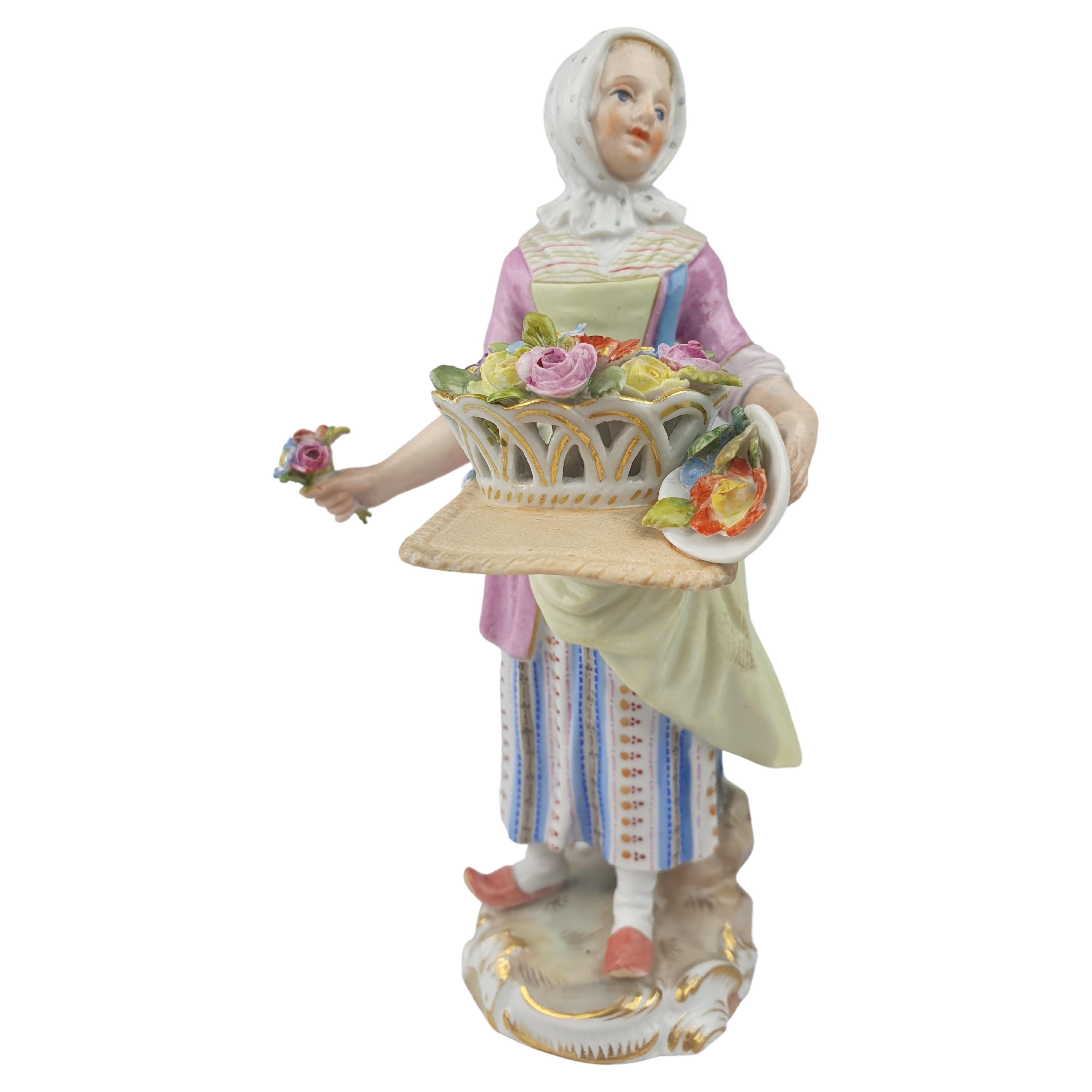 Meissener Blumenverkäufer-Figur Cris of Paris (Serieris) im Angebot