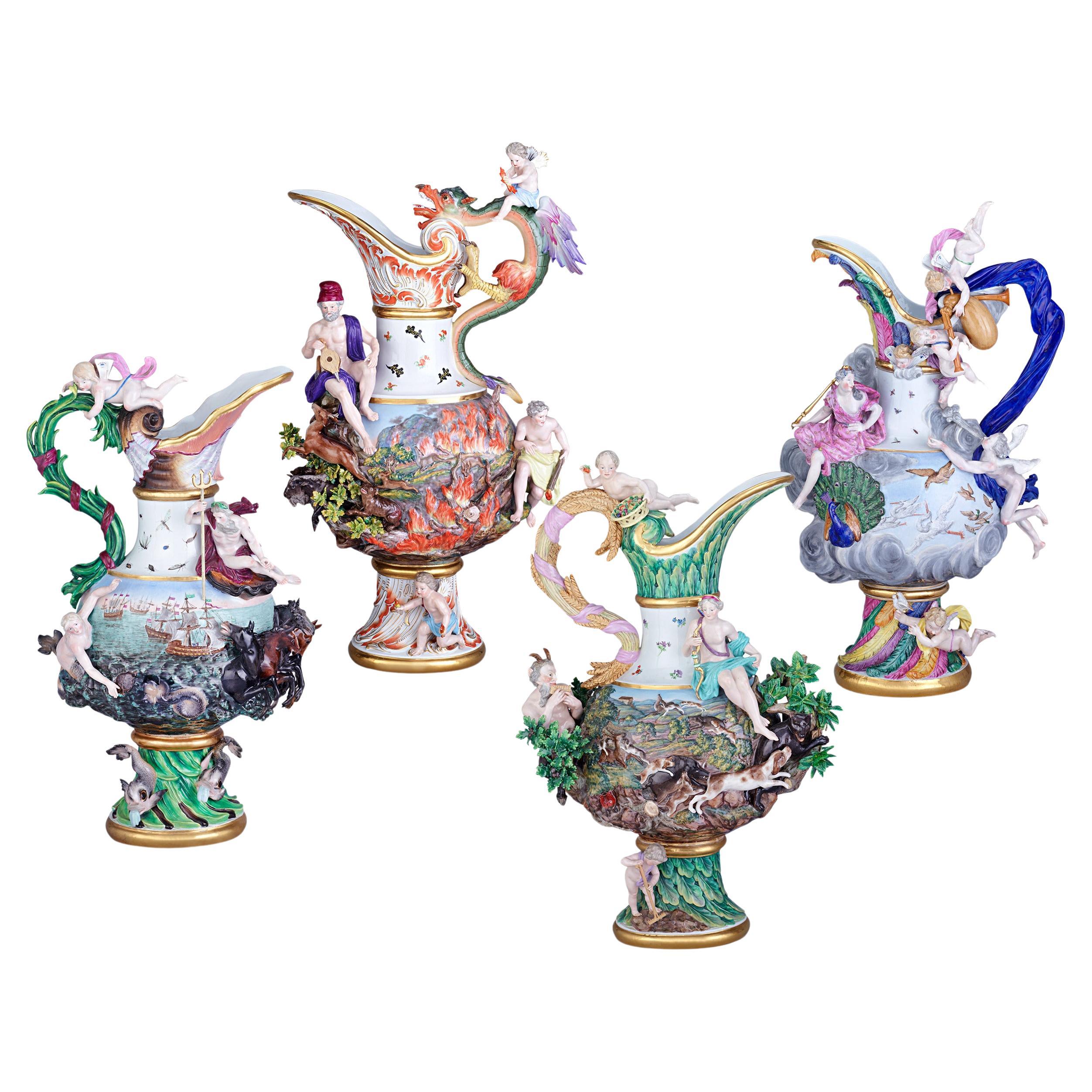 Ewers di Meissen Porcelain a quattro elementi