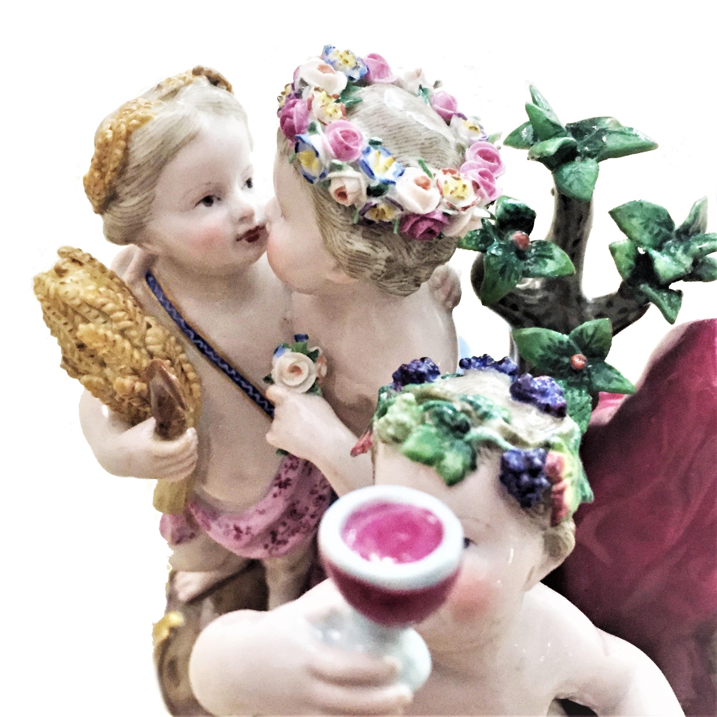 Meissen, Four Seasons, Figurative Porcelain Group, 19th Century In Good Condition In New York, NY