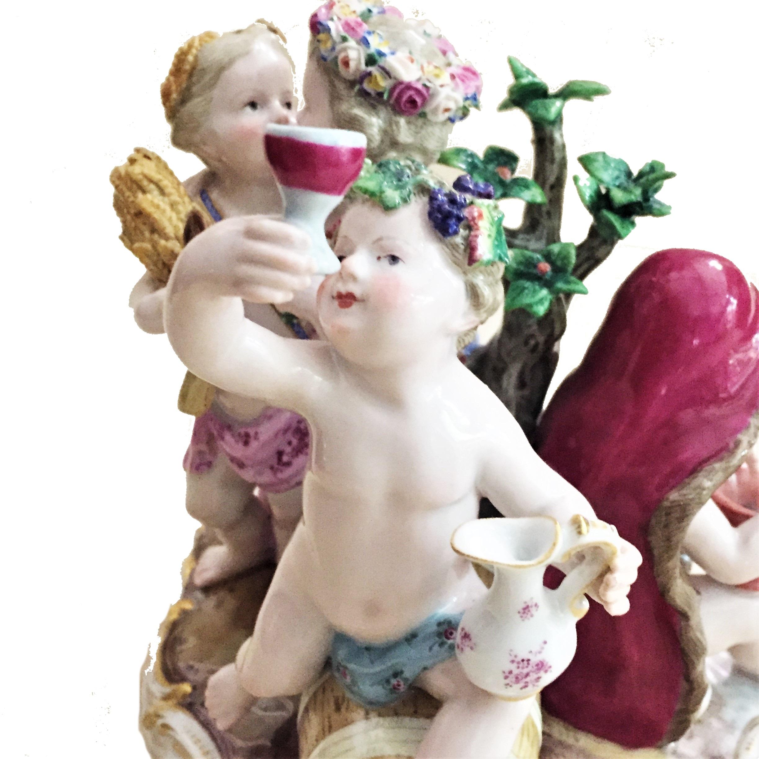 Meissen, Four Seasons, Figurative Porcelain Group, 19th Century 1