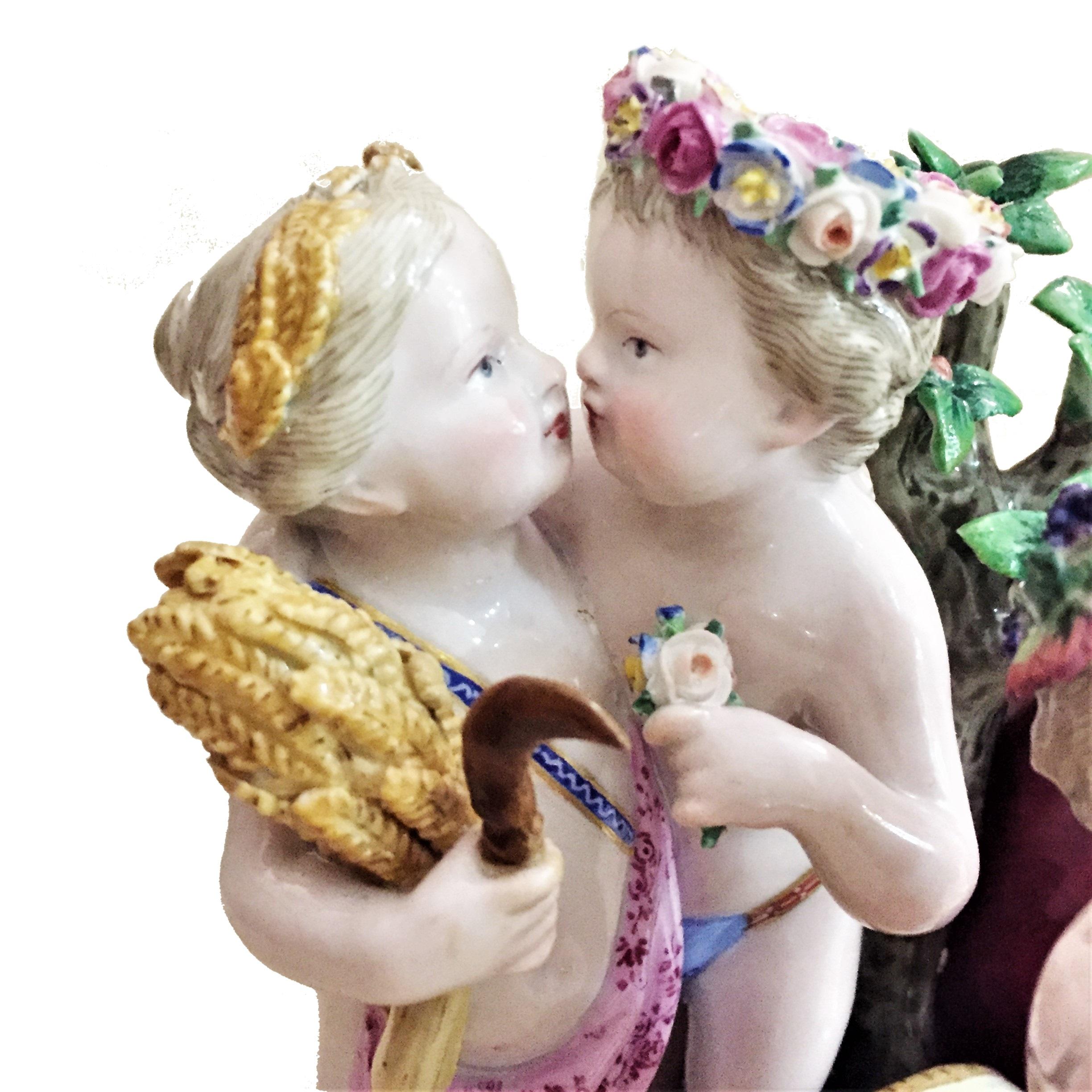 Meissen, Four Seasons, Figurative Porcelain Group, 19th Century 2