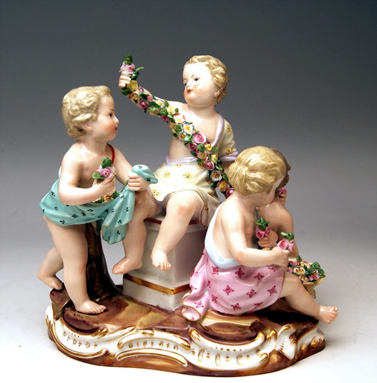 Rococo Meissen Four Seasons Figurines by Kaendler, circa 1850