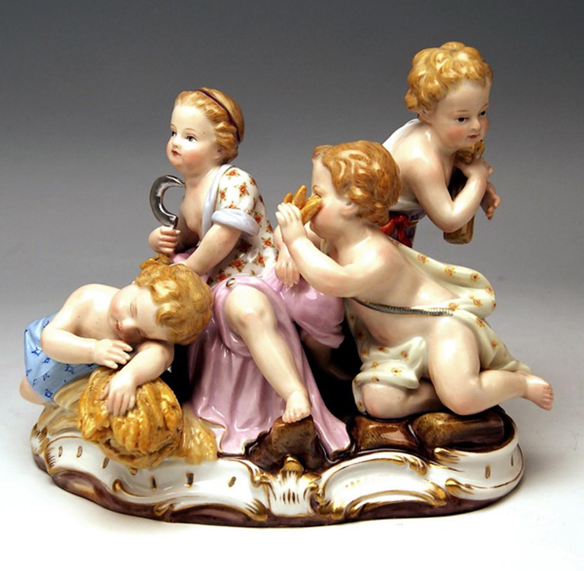 German Meissen Four Seasons Figurines by Kaendler, circa 1850