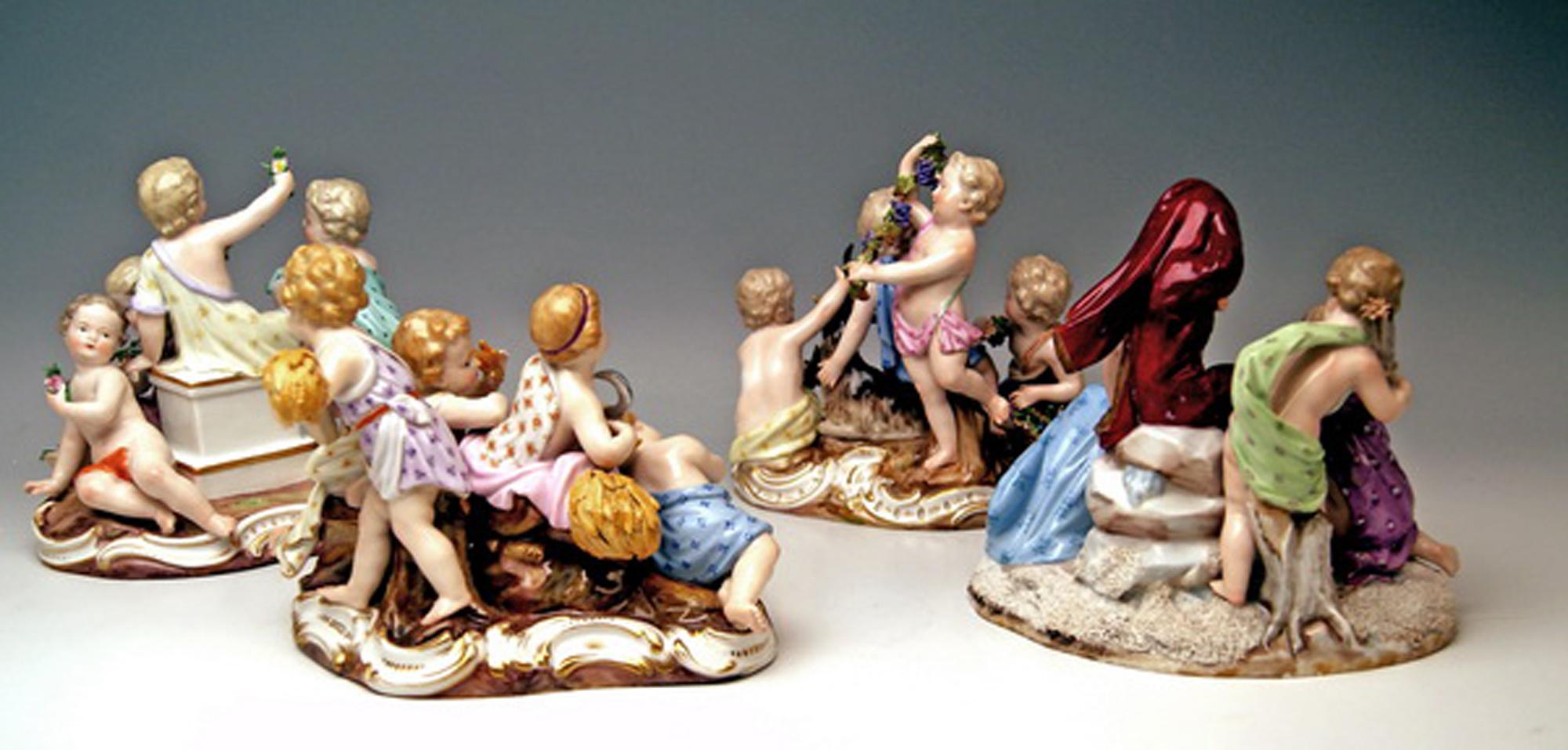 Mid-19th Century Meissen Four Seasons Figurines by Kaendler, circa 1850