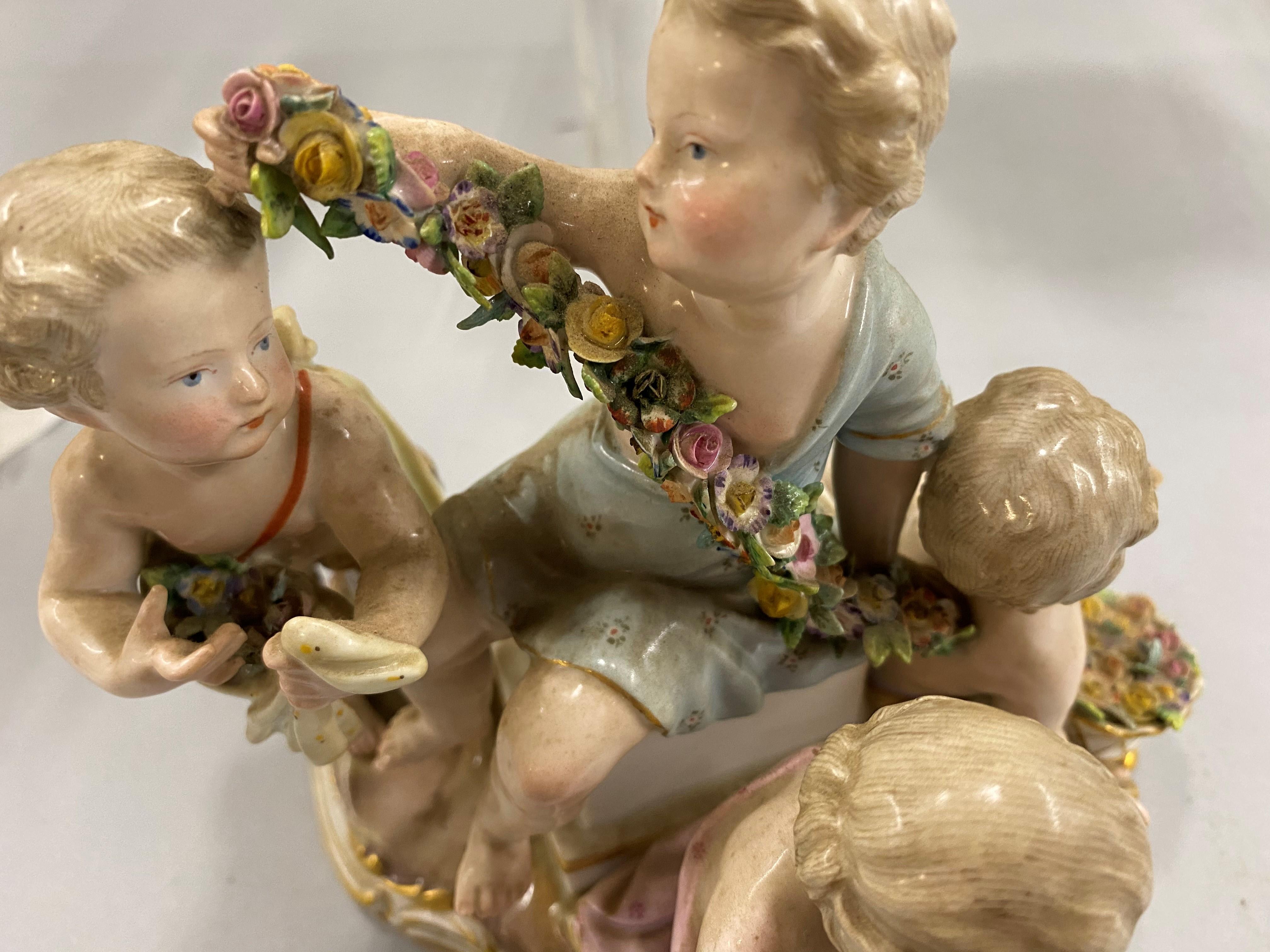 Meissen “Four Seasons” Set of 4 Porcelain Cherub Figurines, Kaendler circa 1850s 8