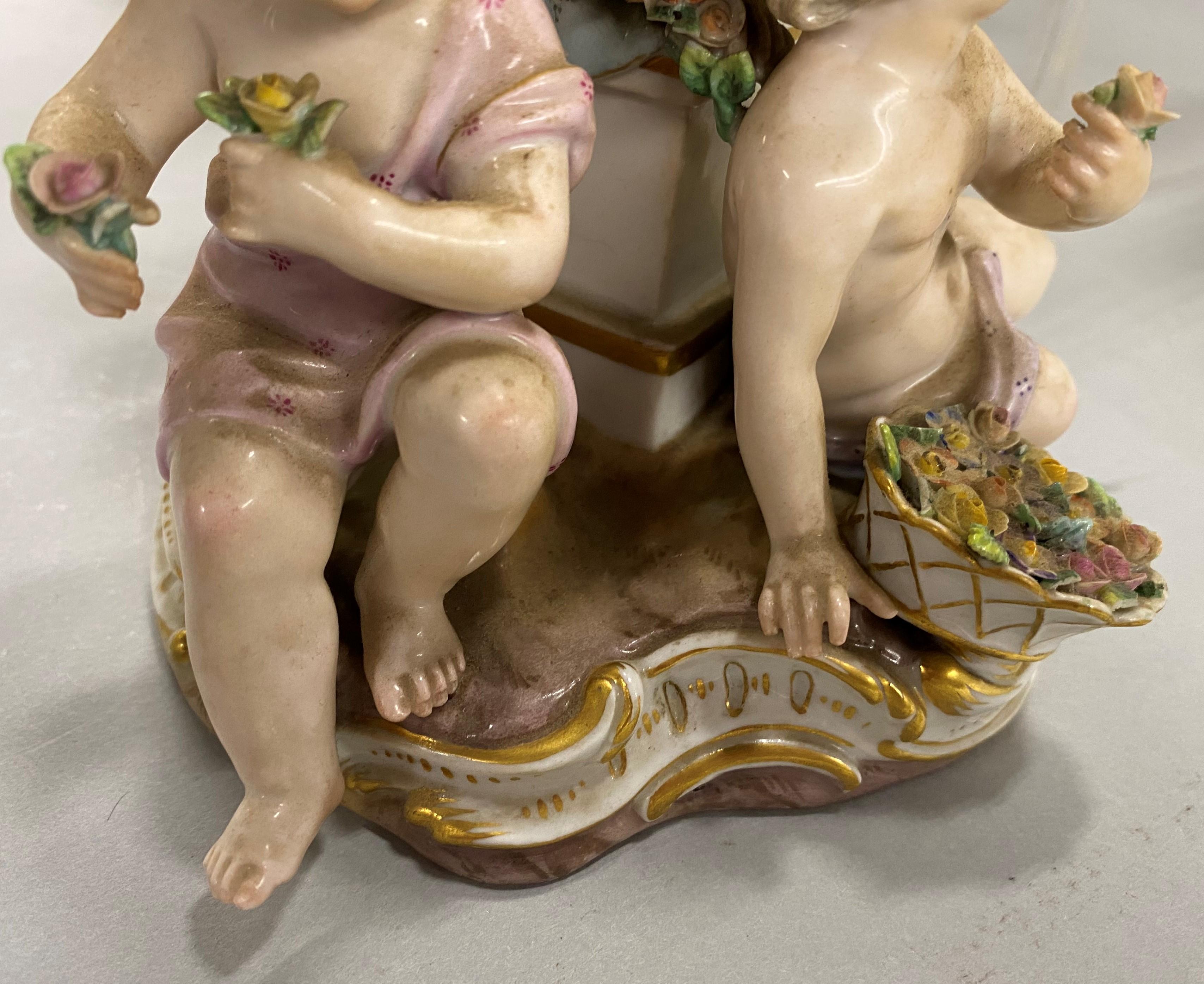 Meissen “Four Seasons” Set of 4 Porcelain Cherub Figurines, Kaendler circa 1850s 9