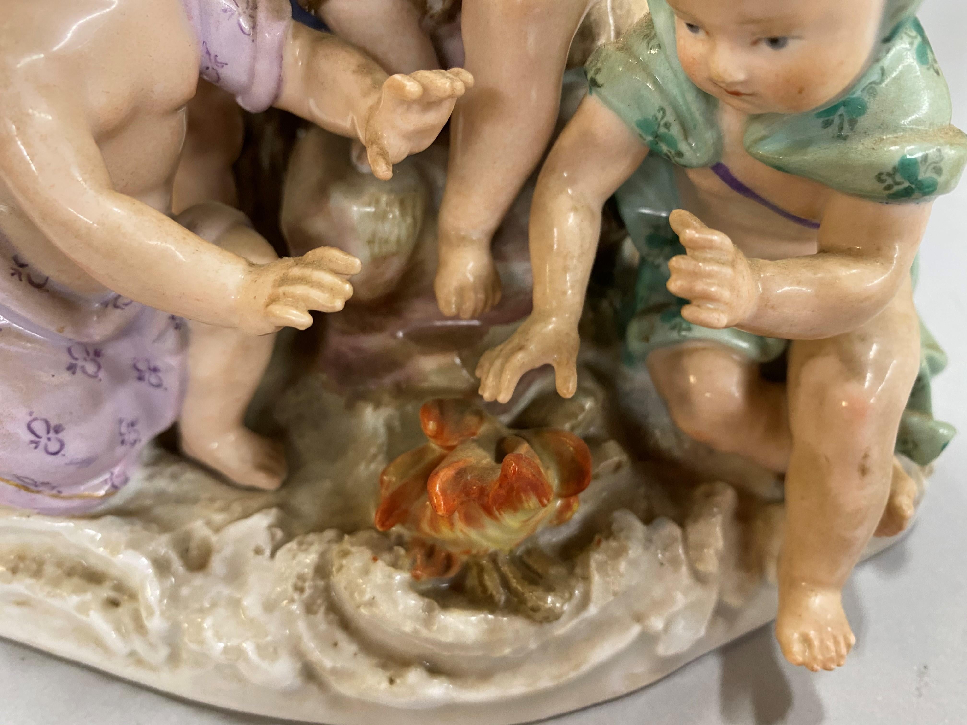 Meissen “Four Seasons” Set of 4 Porcelain Cherub Figurines, Kaendler circa 1850s 10