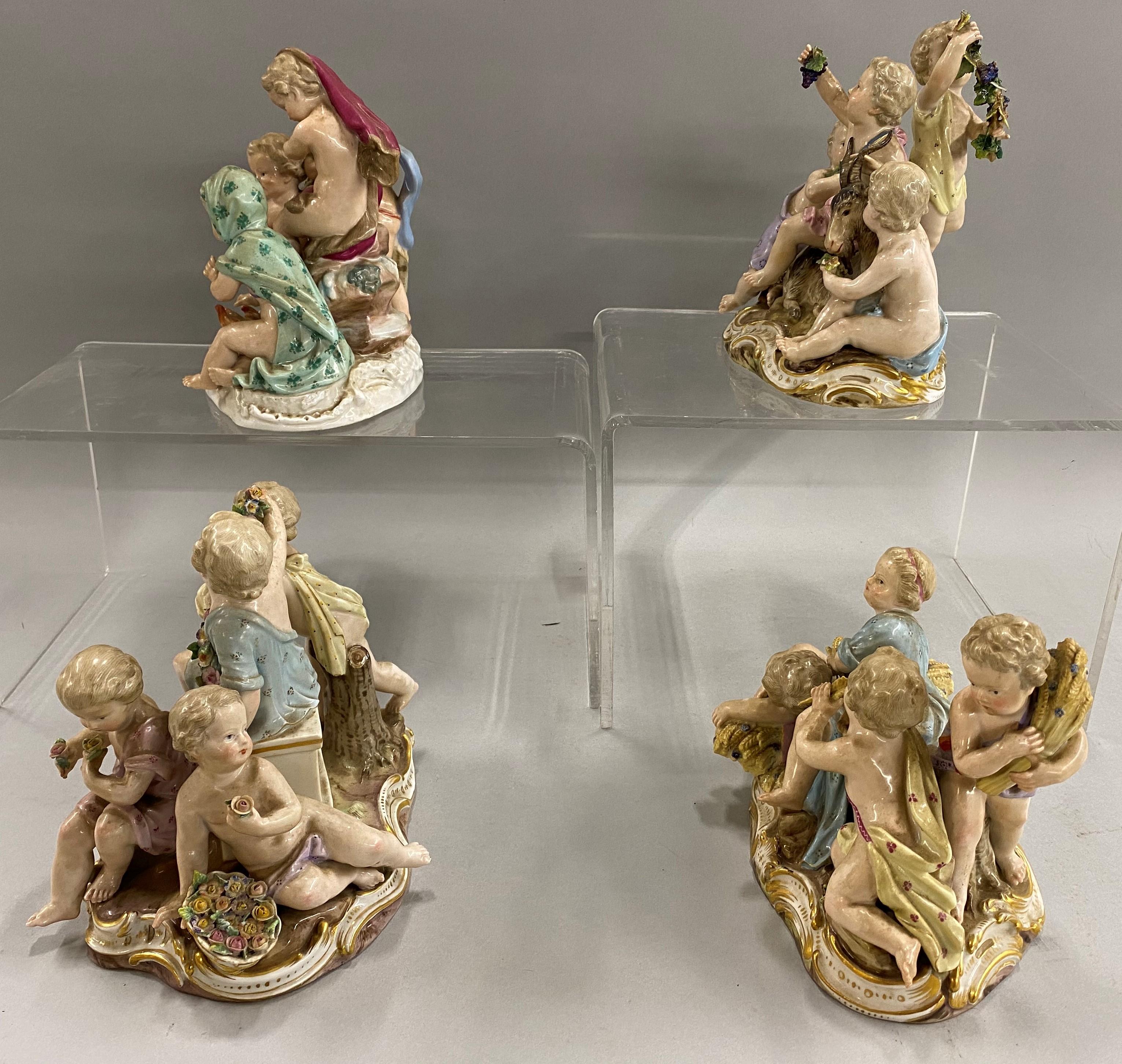 Meissen “Four Seasons” Set of 4 Porcelain Cherub Figurines, Kaendler circa 1850s 1