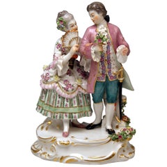 Meissen Gallant Couple Rococo Garments August Ringler Model O 158 Made 1956