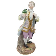 Antique Meissen Gallant Holding Flowers