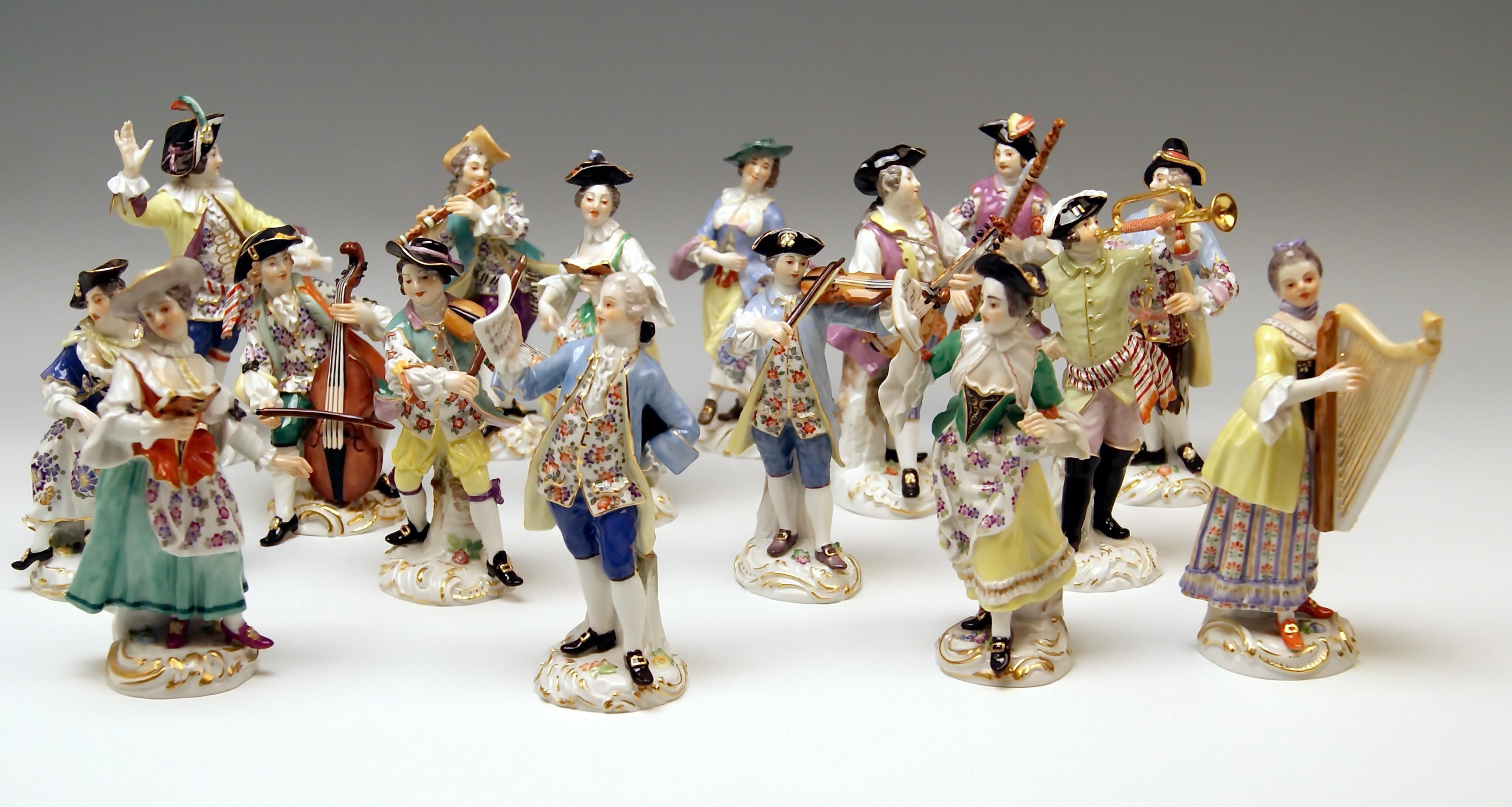 Rococo Meissen Gallant Orchestra Complete Figurines Johann Kaendler Friedrich E. Meyer