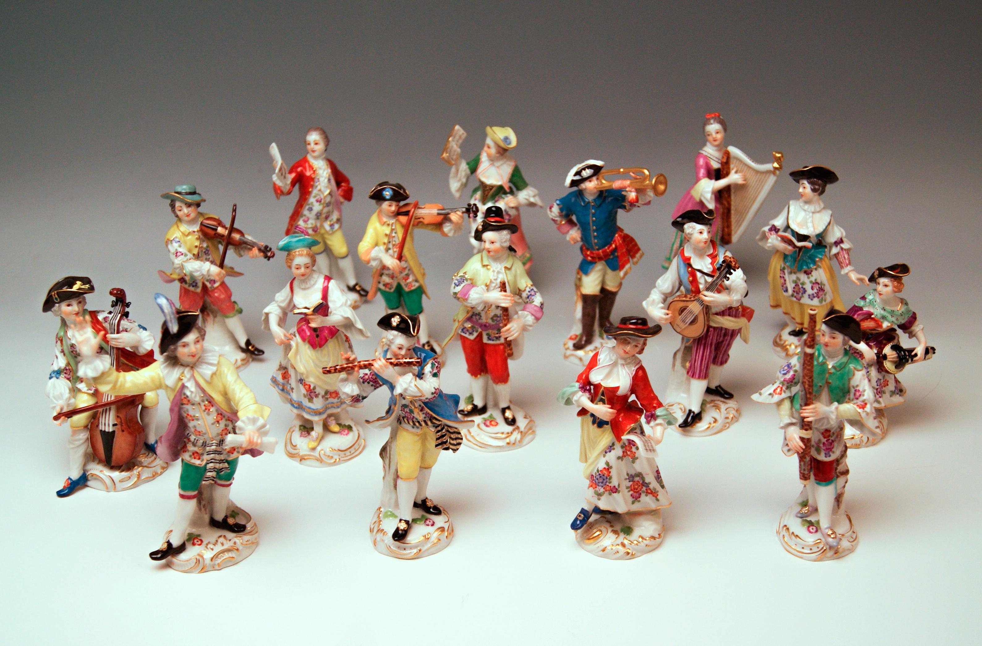 German Meissen Gallant Orchestra Complete Figurines Johann Kaendler Friedrich E. Meyer