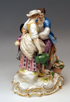 Meissen Gardener Couple Rococo Garments by Acier Model B 28 Made circa 1870