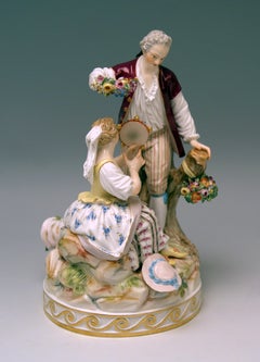 Meissen Gardener Couple with Tambourine by Acier Model D 86 made circa 1870