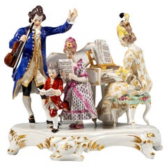« House Concert » du groupe de genre Meissen, par Joseph von Kramer, Allemagne, vers 1903
