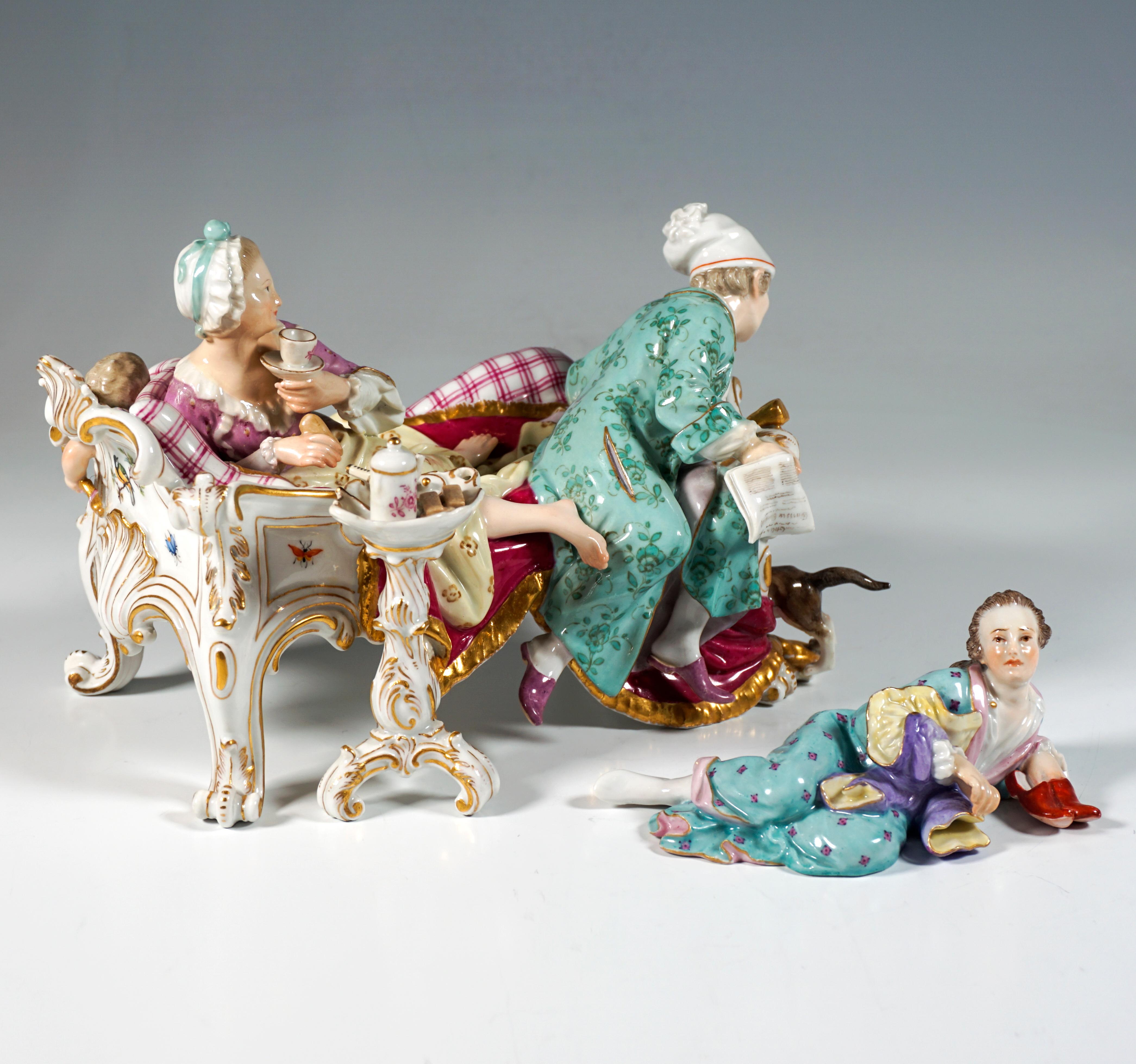 Hand-Crafted Meissen Genre Group 'The Discovered Lover', by J.J. Kaendler, Germany, ca 1850