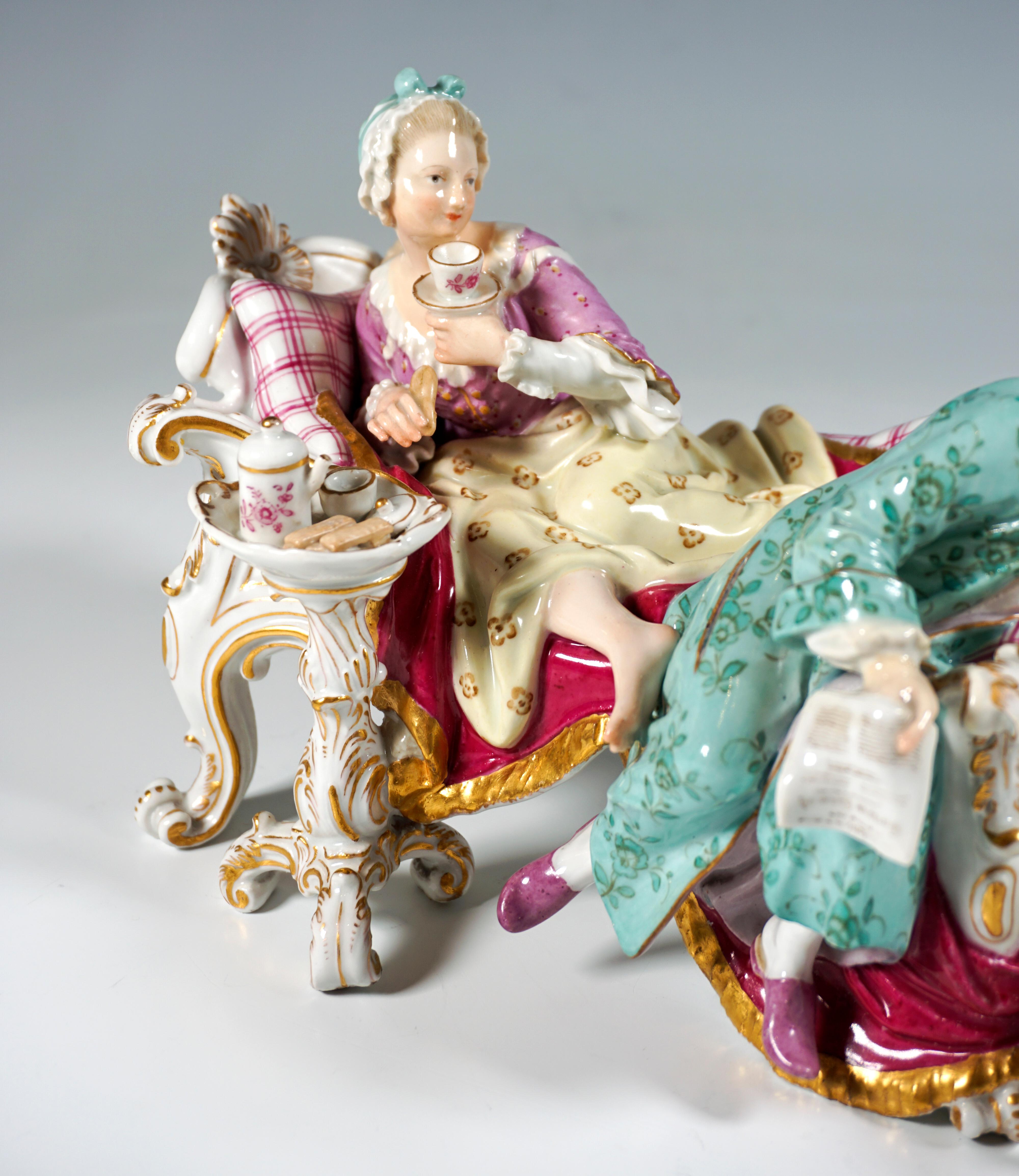 Meissen Genre Group 'The Discovered Lover', by J.J. Kaendler, Germany, ca 1850 In Good Condition In Vienna, AT