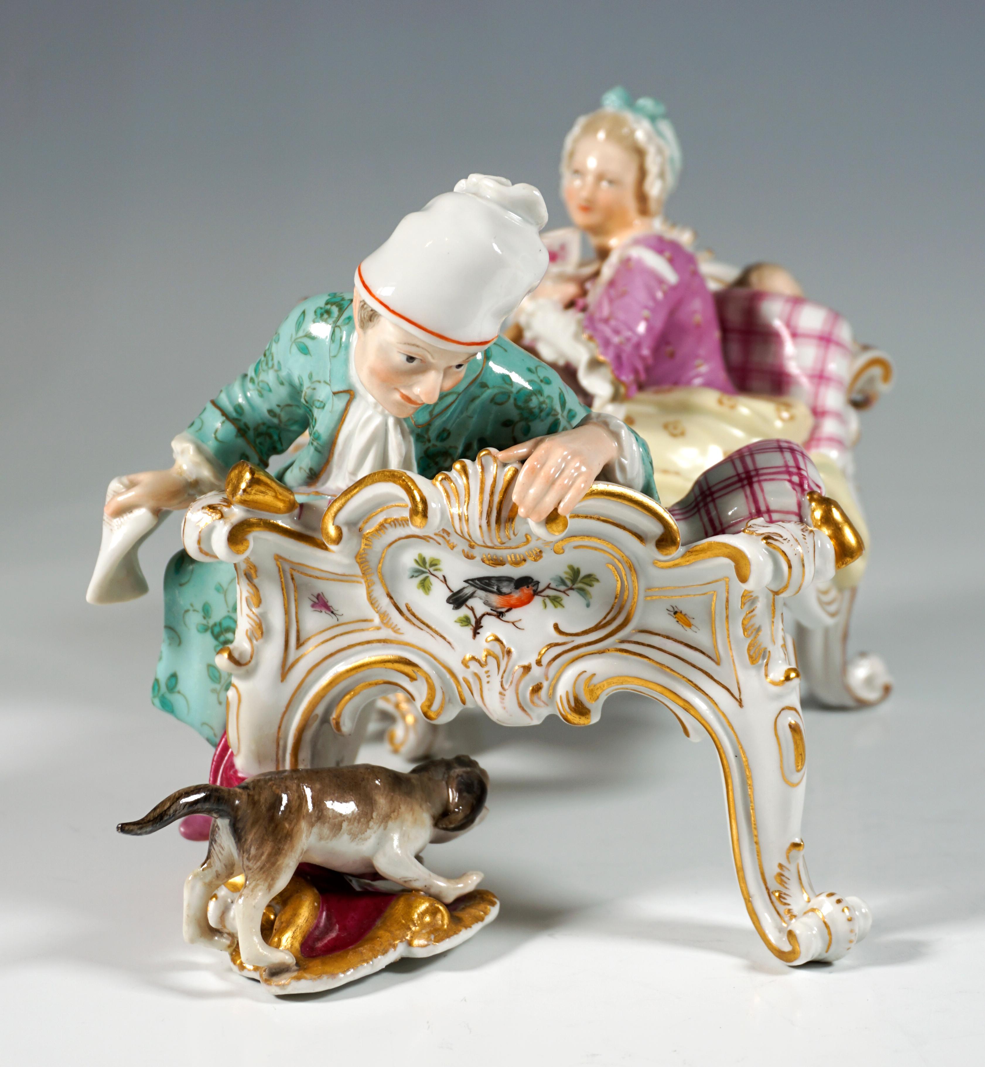 Mid-19th Century Meissen Genre Group 'The Discovered Lover', by J.J. Kaendler, Germany, ca 1850