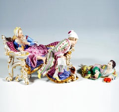 Grupo de Género Meissen, El amante descubierto, de J.J. Kaendler, Alemania, hacia 1870