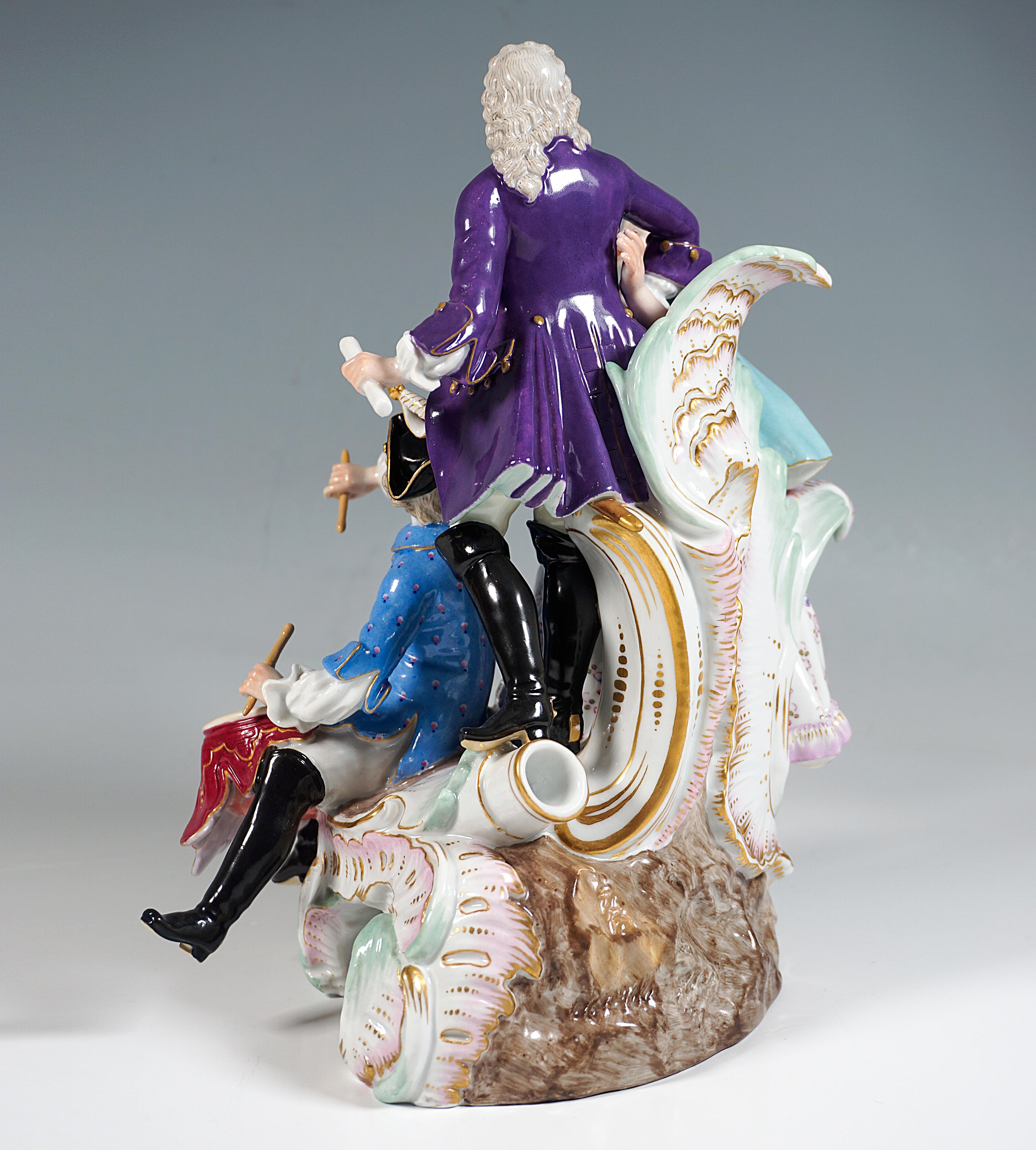 Meissen Genre Love Group With Drum Beater, by F.E. Meyer, Germany Circa 1850 In Good Condition For Sale In Vienna, AT