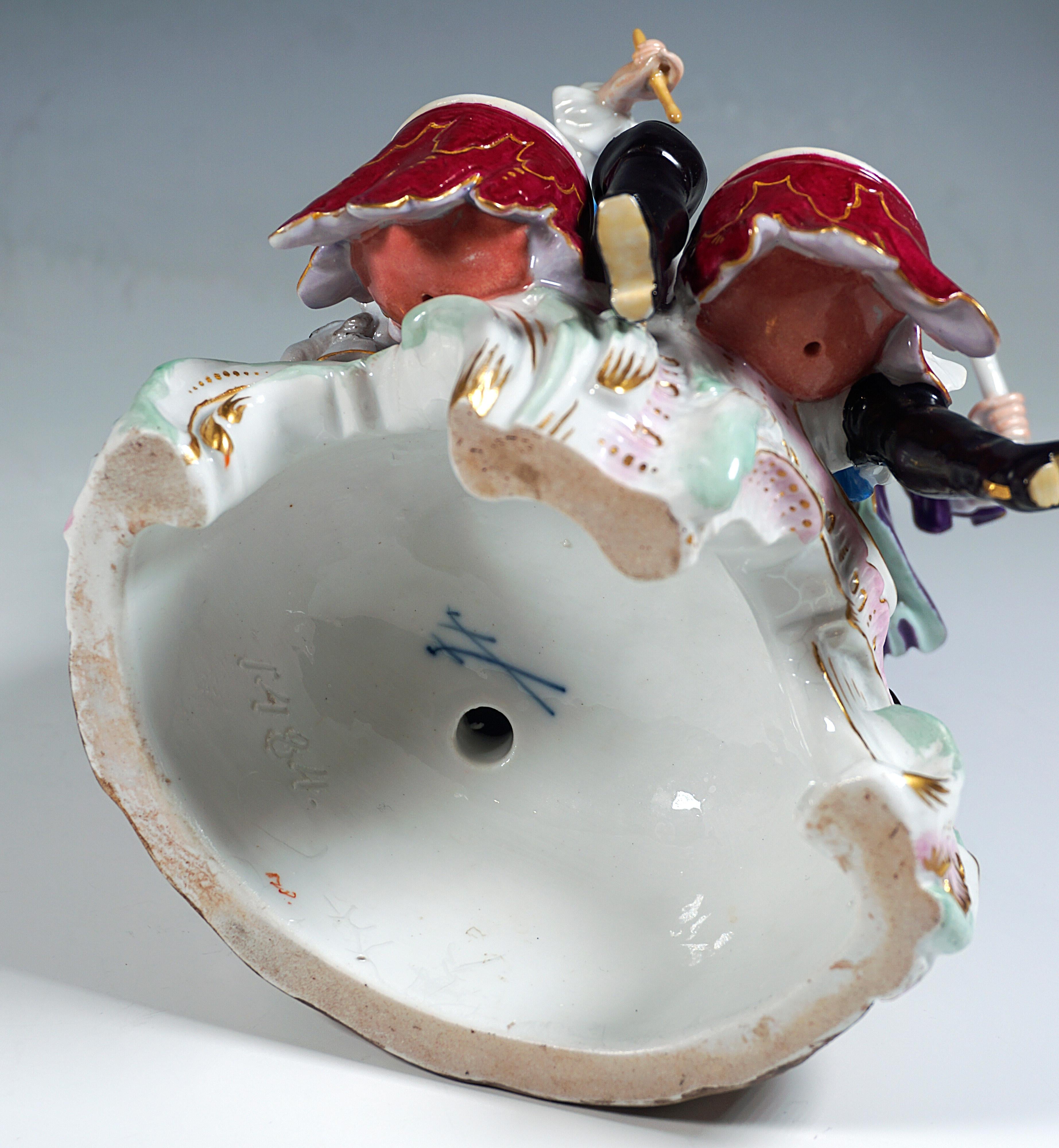 Meissen Genre Love Group With Drum Beater, by F.E. Meyer, Germany Circa 1850 For Sale 1