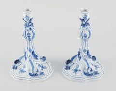 Meissen, Germany, a Pair of Large Antique Bulb Pattern Candlesticks, 19th C