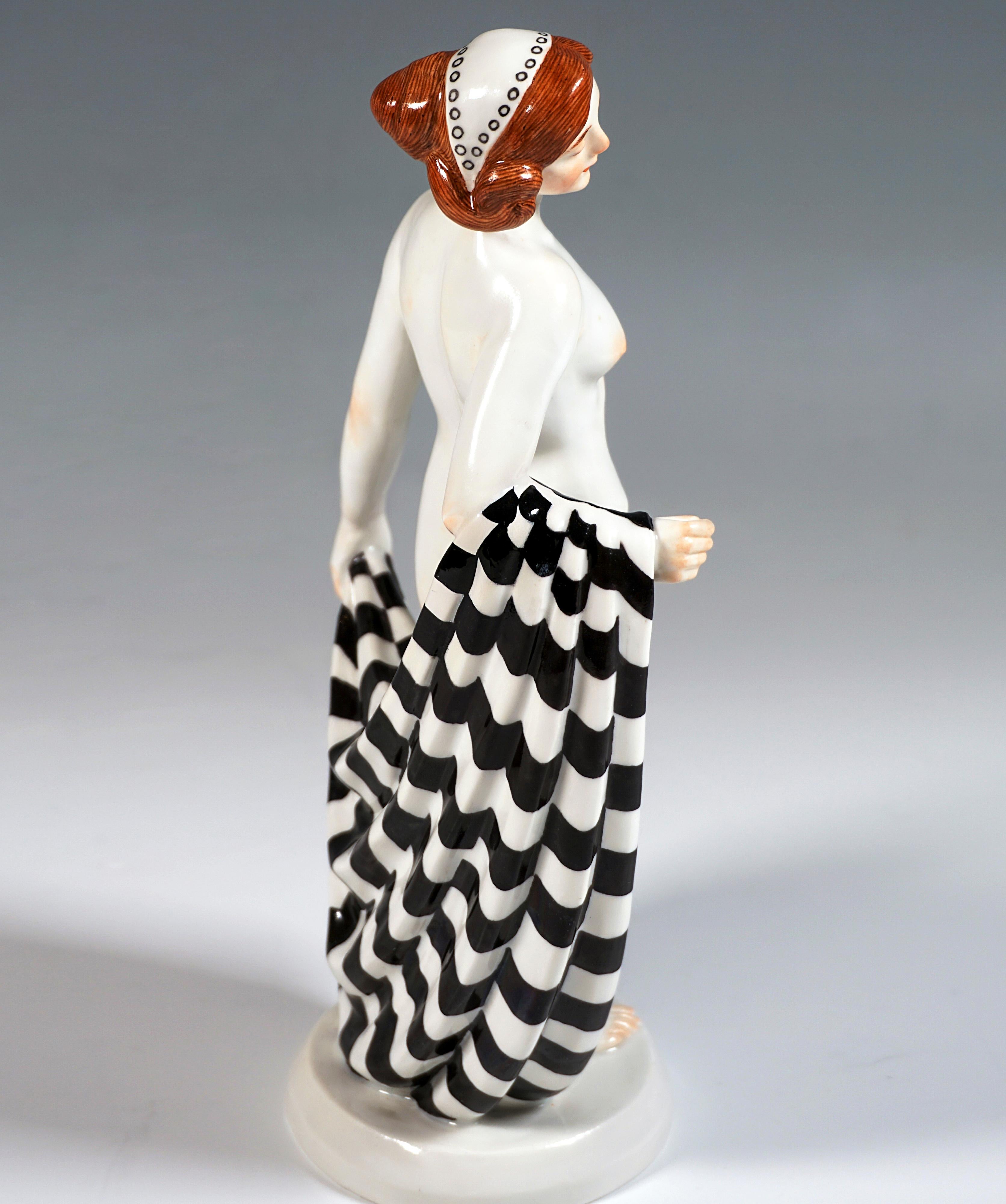 Hand-Crafted Meissen Germany Art Nouveau Figurine Girl With Shawl, by Theodor Eichler, c 1913 For Sale