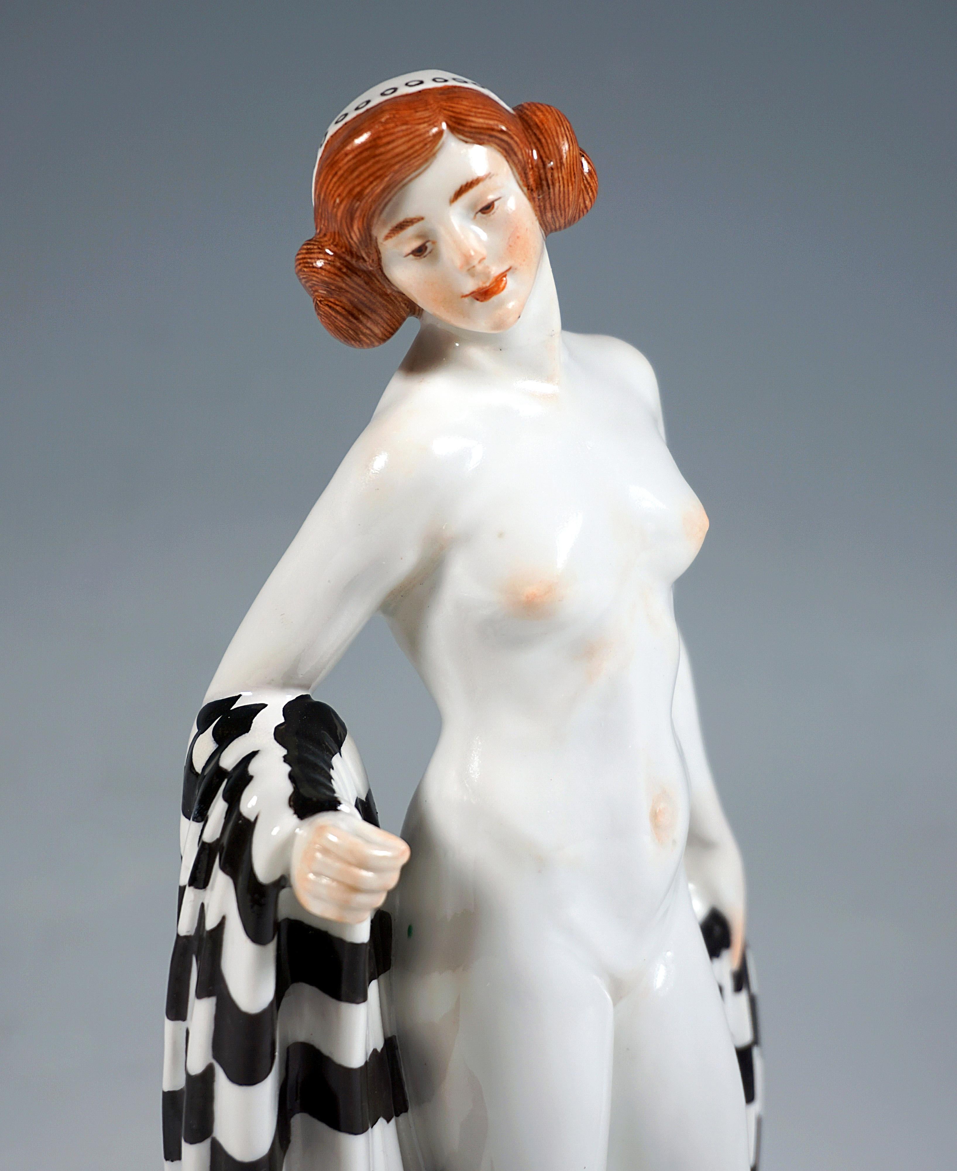 Early 20th Century Meissen Germany Art Nouveau Figurine Girl With Shawl, by Theodor Eichler, c 1913 For Sale