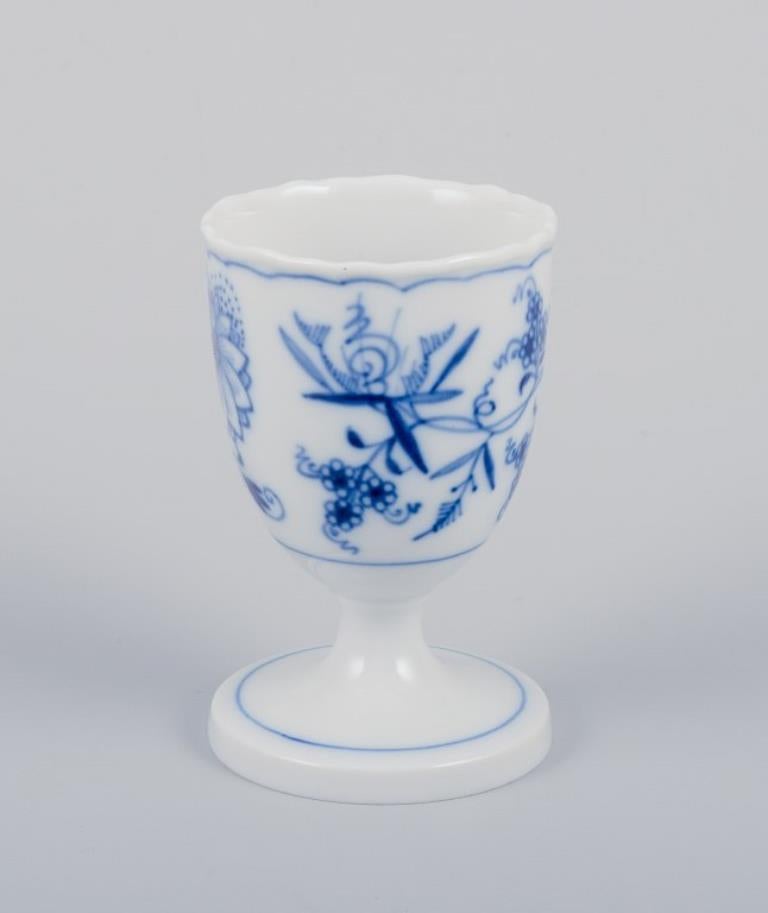 Hand-Painted Meissen, Germany. Blue Onion pattern. Five egg cups in porcelain.