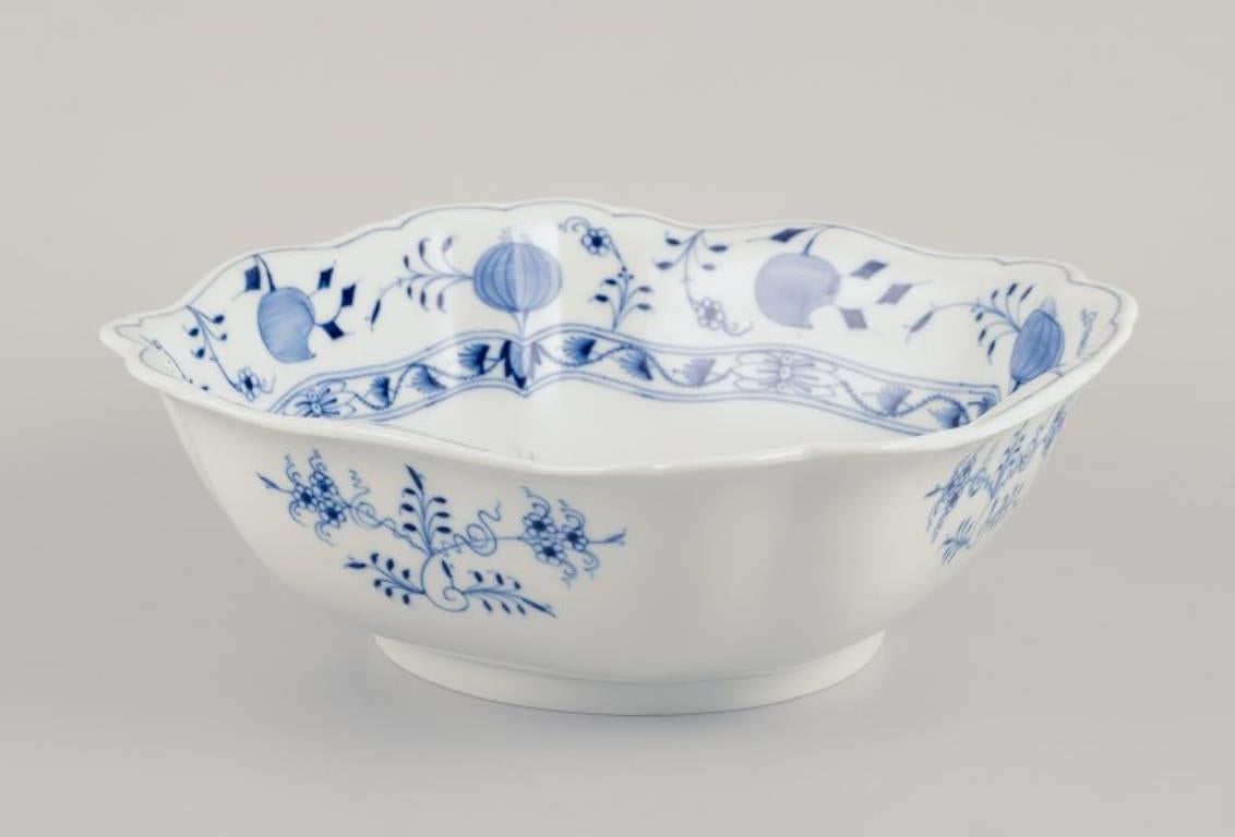 Hand-Painted Meissen, Germany. Blue Onion pattern. Large square bowl. Approx. 1900 For Sale