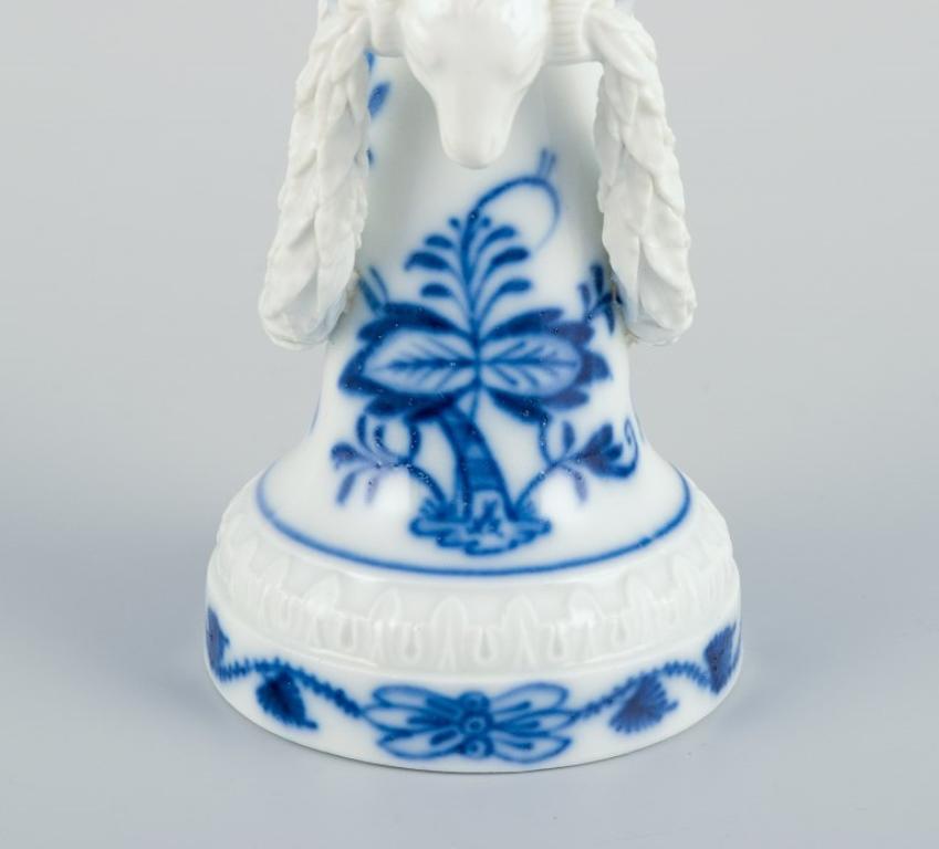 Meissen, Germany. Blue Onion pattern. Rare miniature vase with ram's heads. For Sale 1