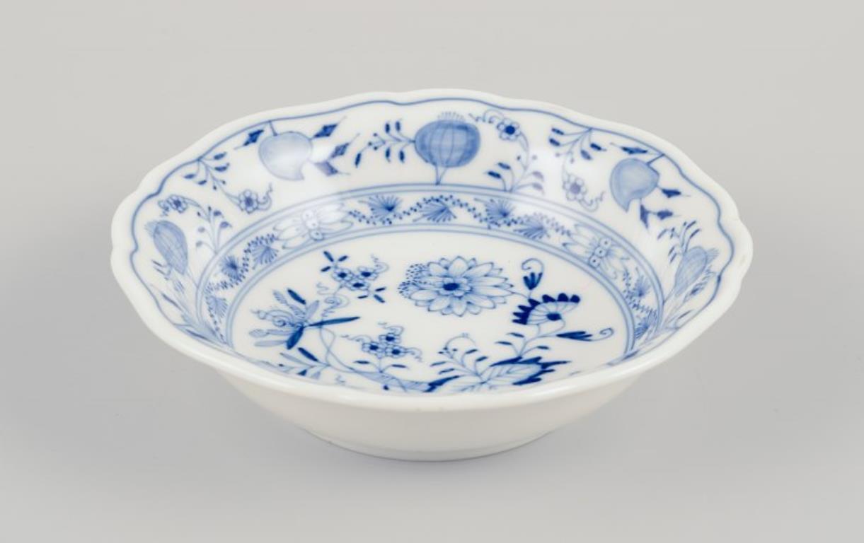 Hand-Painted Meissen, Germany. Blue Onion pattern. Set of ten small bowls in porcelain.